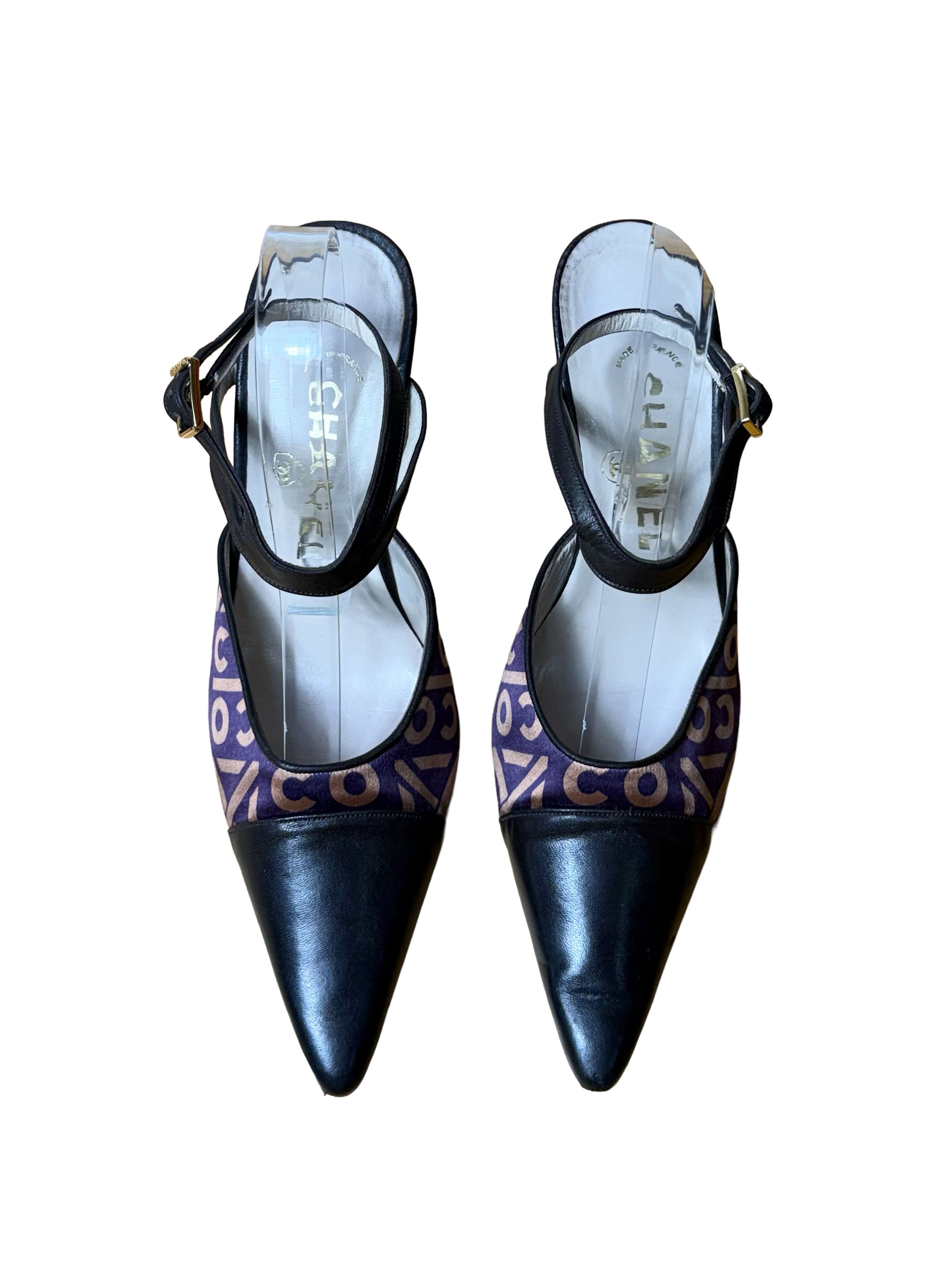 Chanel Pointed Toe Coco Print Heels