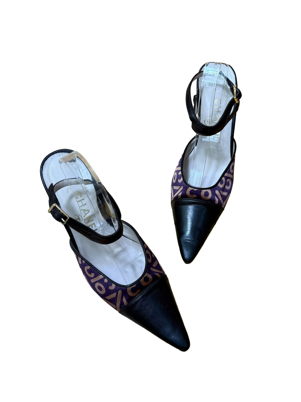 Chanel Pointed Toe Coco Print Heels