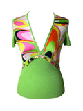 Emilio Pucci Green Geometric Print Top