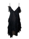John Galliano Black Ruffle Asymmetric Mini Dress