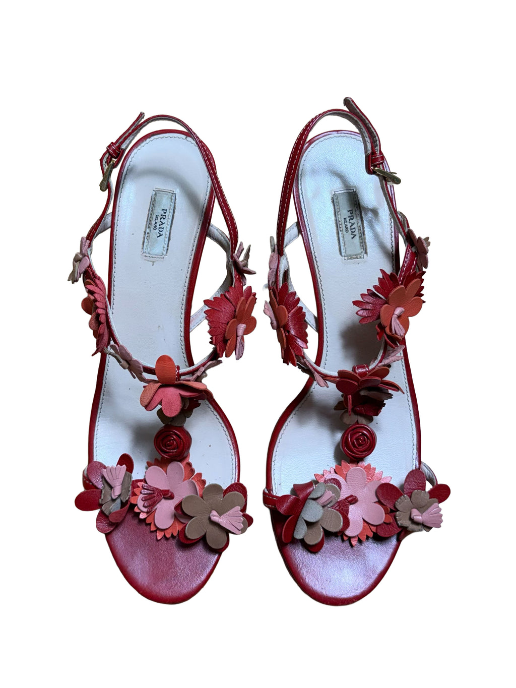 Prada Floral Leather Sandals