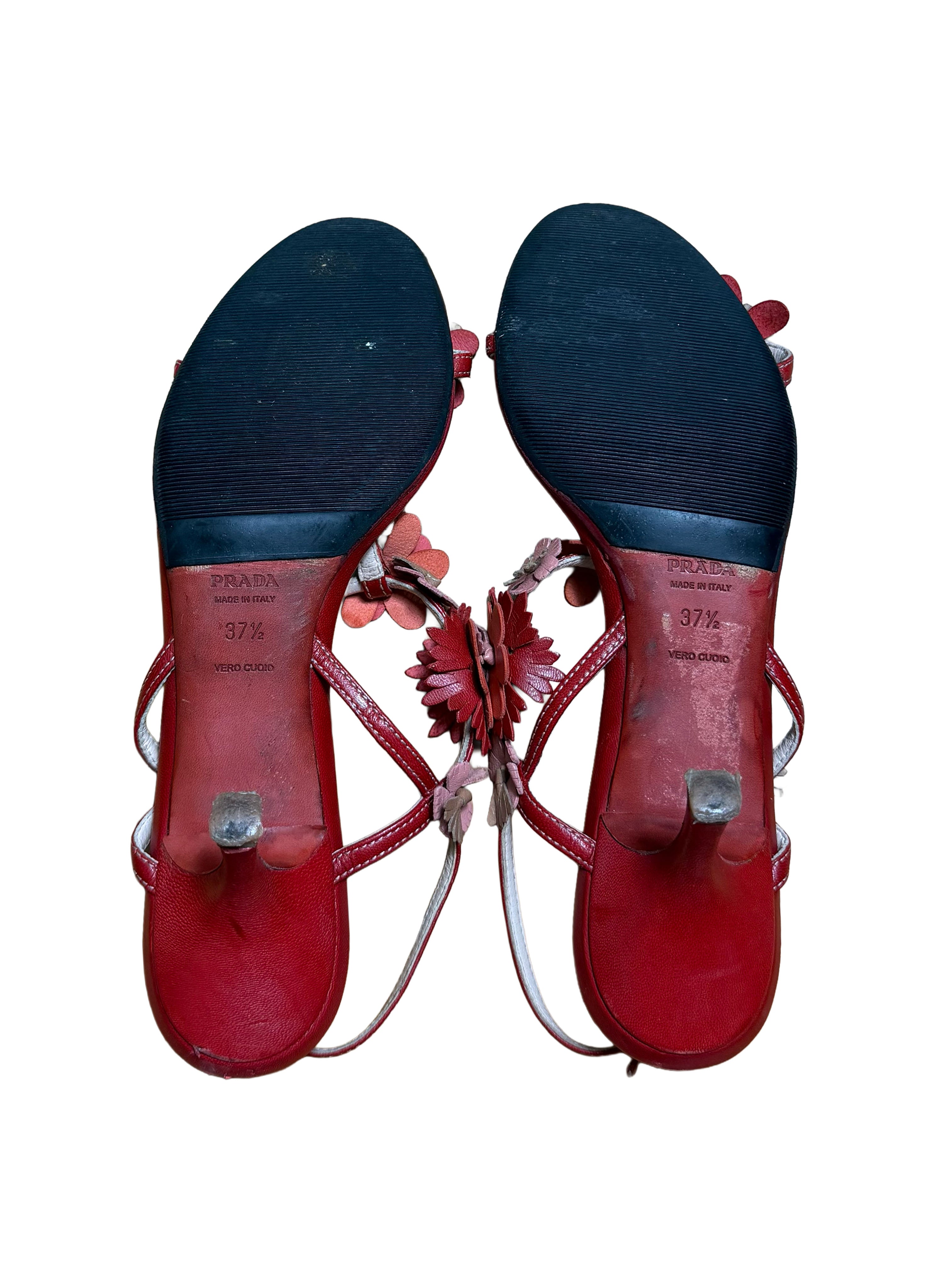 Prada Floral Leather Sandals