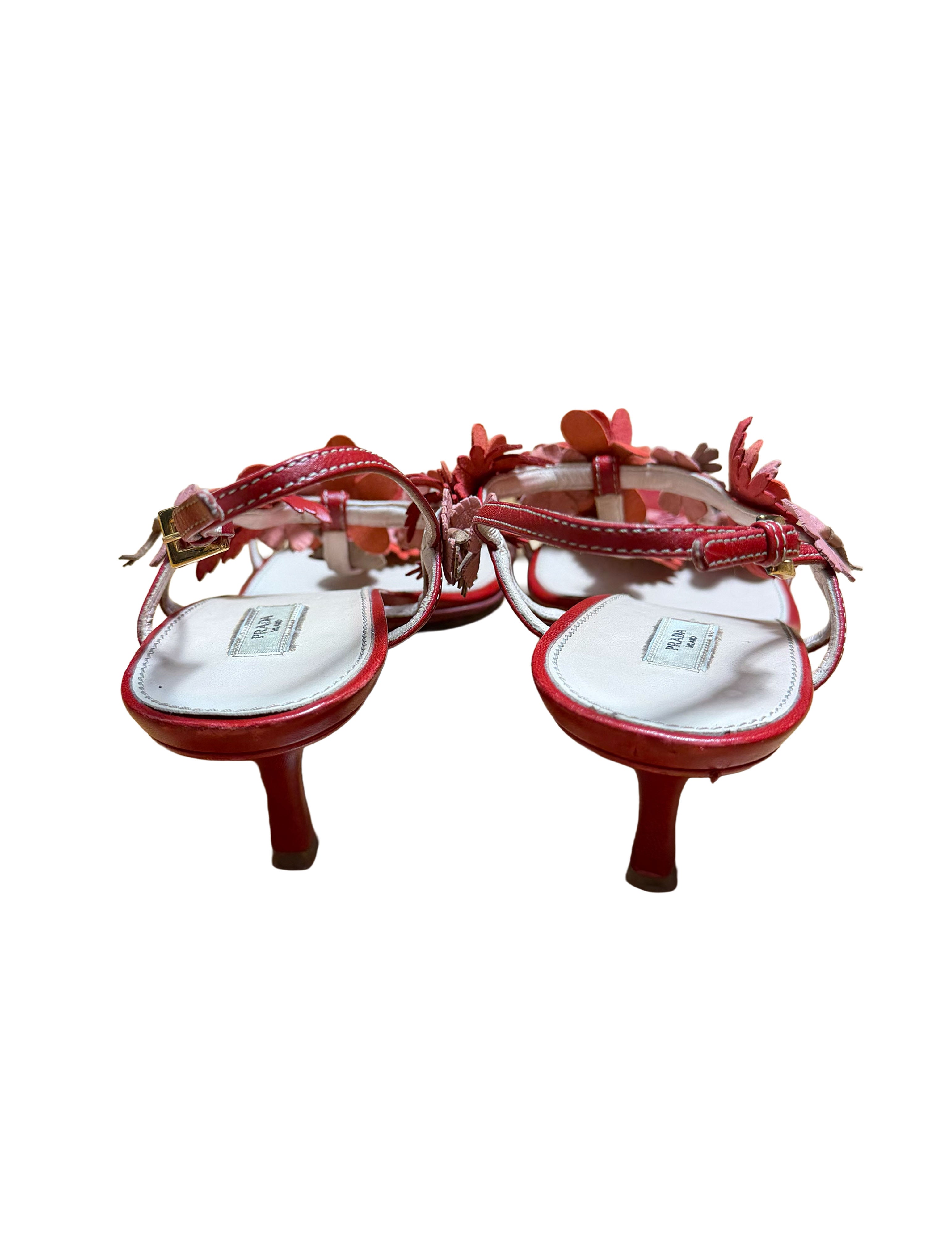 Prada Floral Leather Sandals