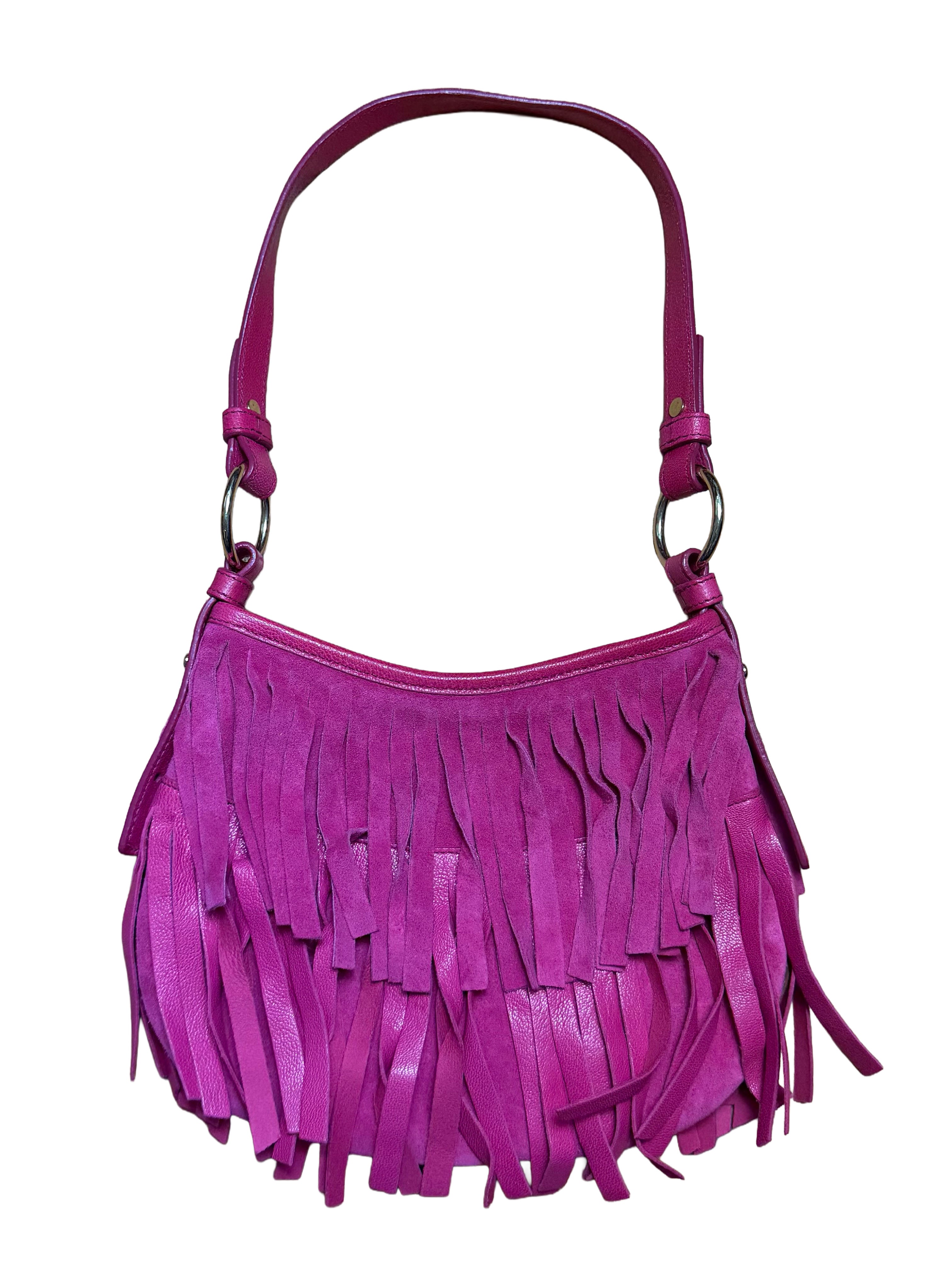 YSL Suede & Leather Fringe Shoulder Bag