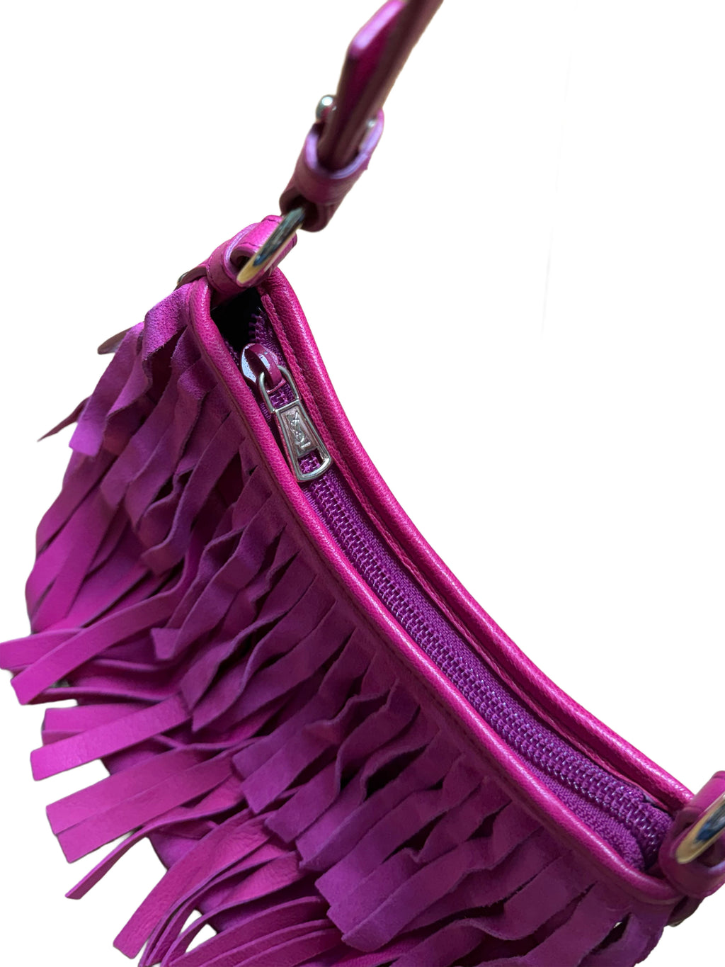 YSL Suede & Leather Fringe Shoulder Bag