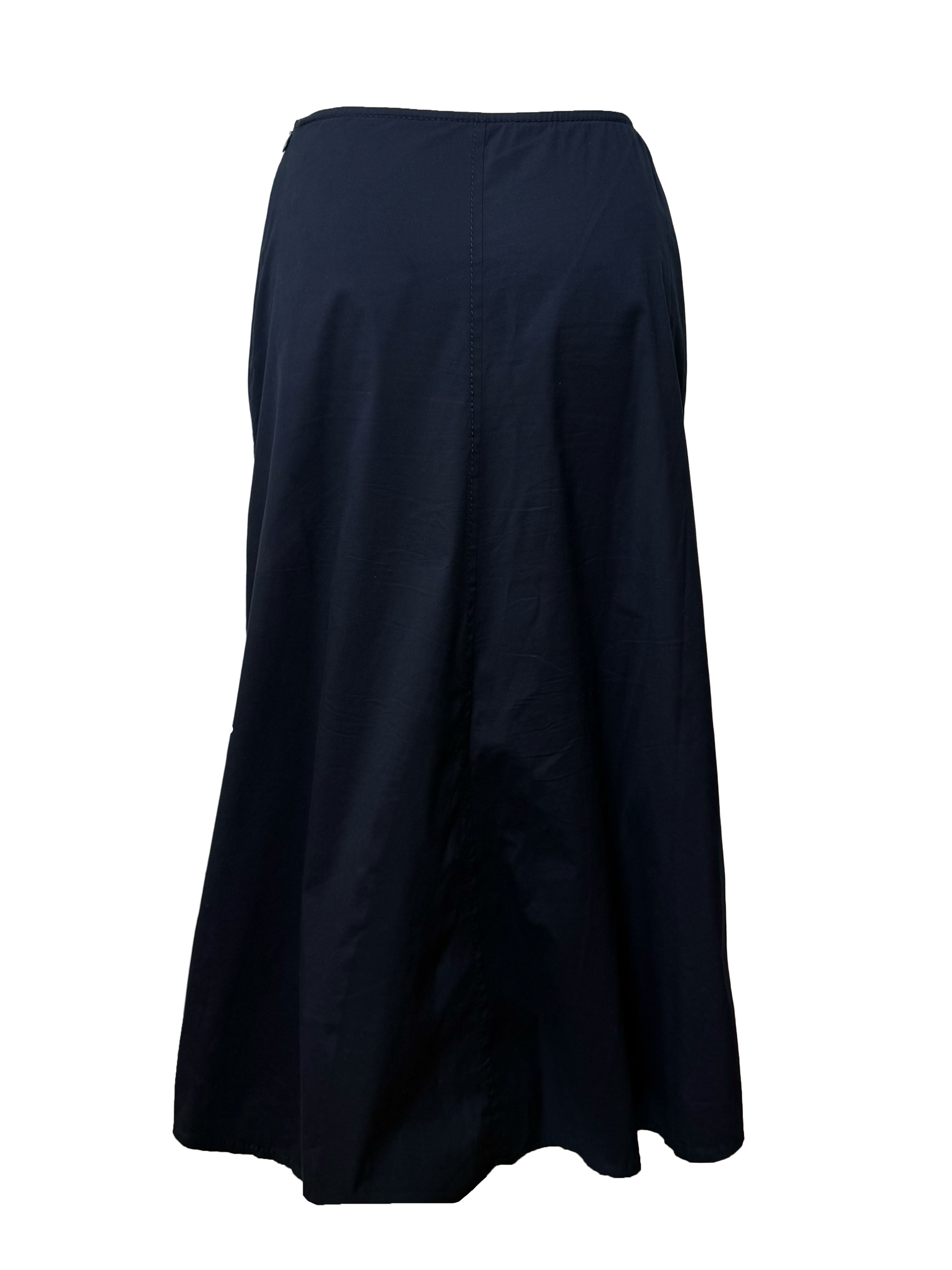 Prada A-Line Navy Maxi Skirt
