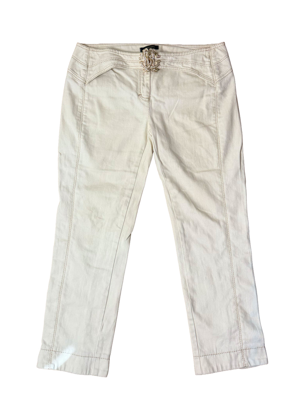 Roberto Cavalli SS 2006 White Buckle Jeans