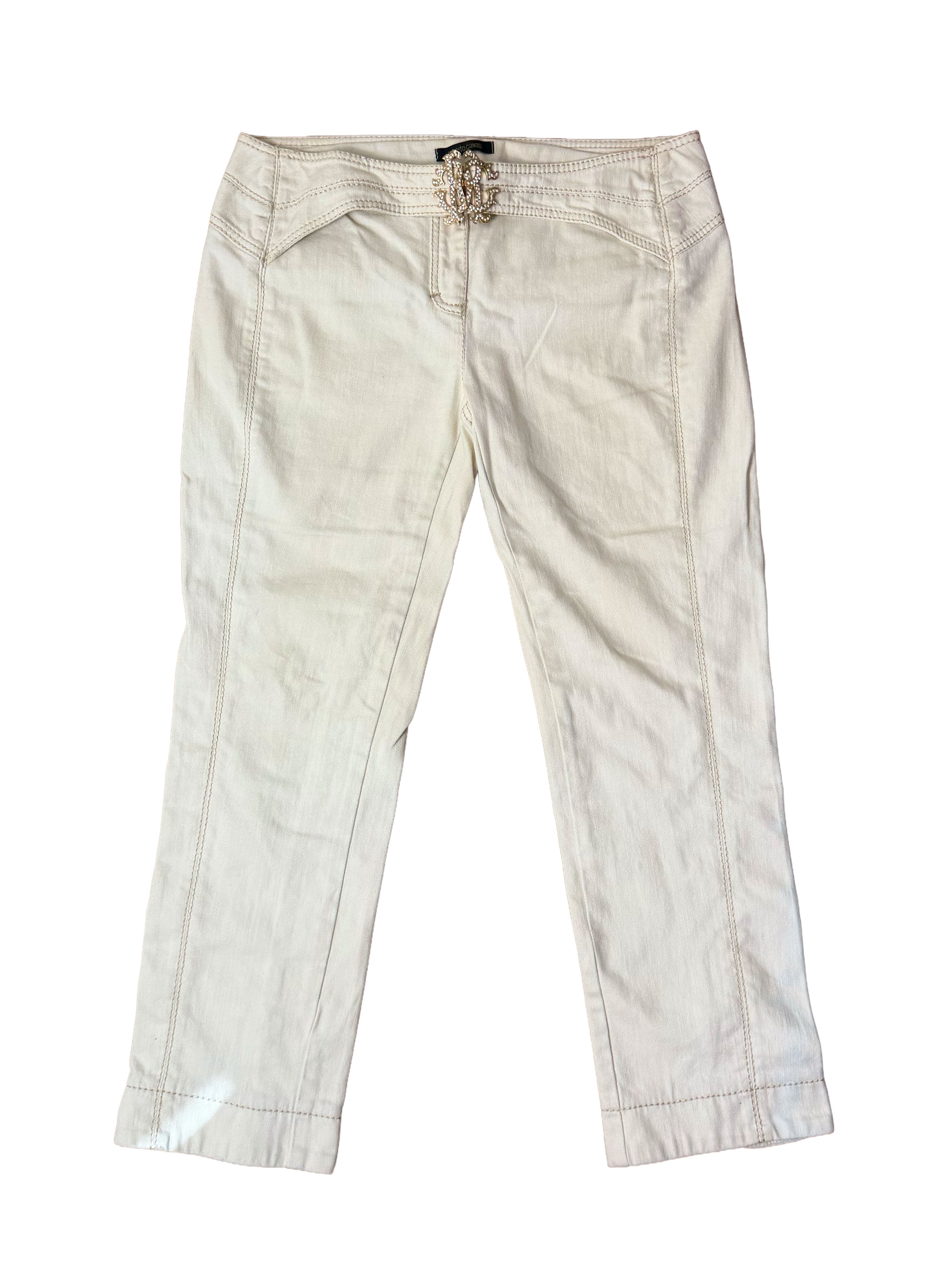 Roberto Cavalli SS 2006 White Buckle Jeans
