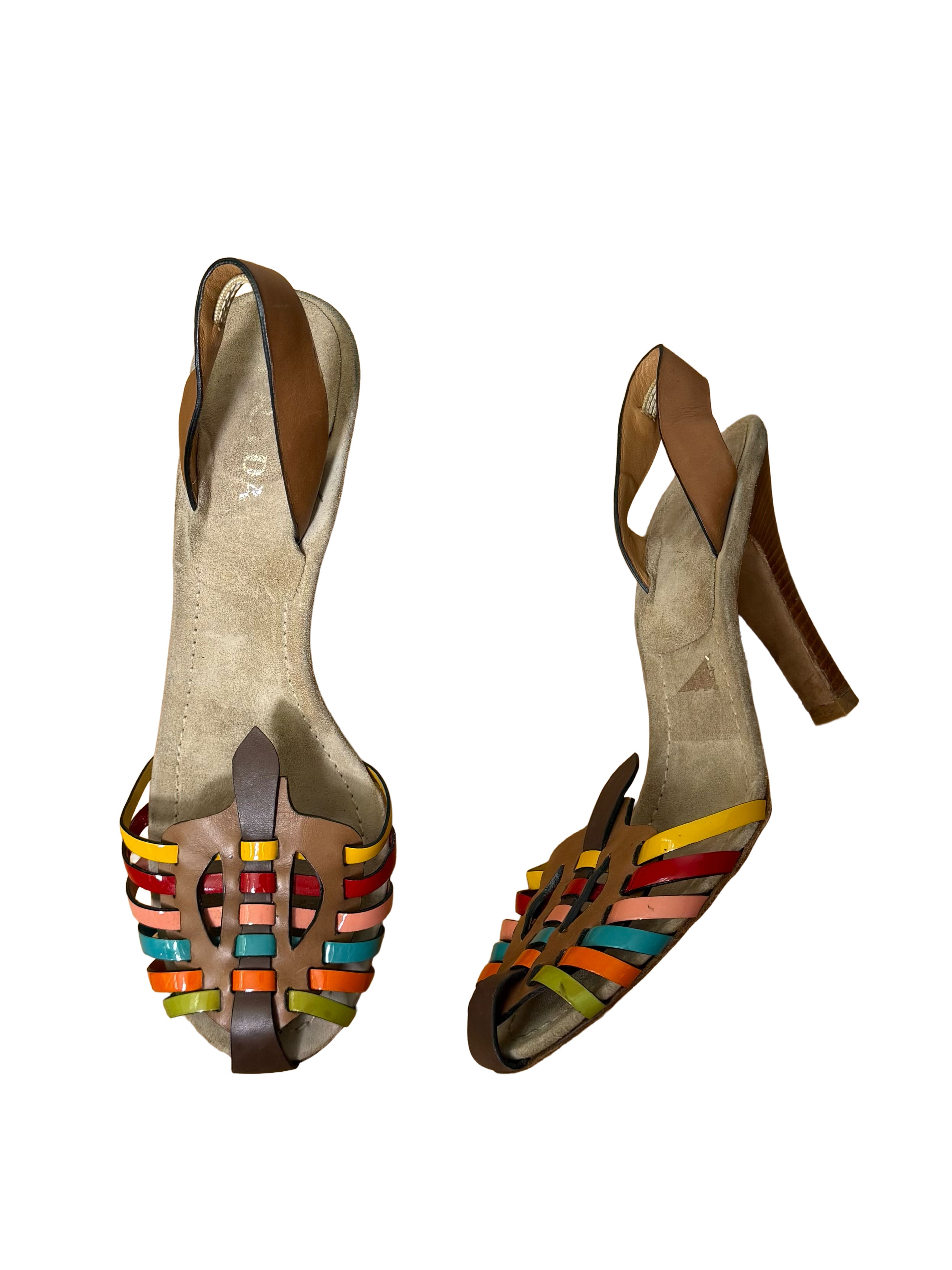 Prada SS 2004 Multicolour Slingback Heels