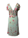 Roberto Cavalli Turquoise Floral Midi Dress