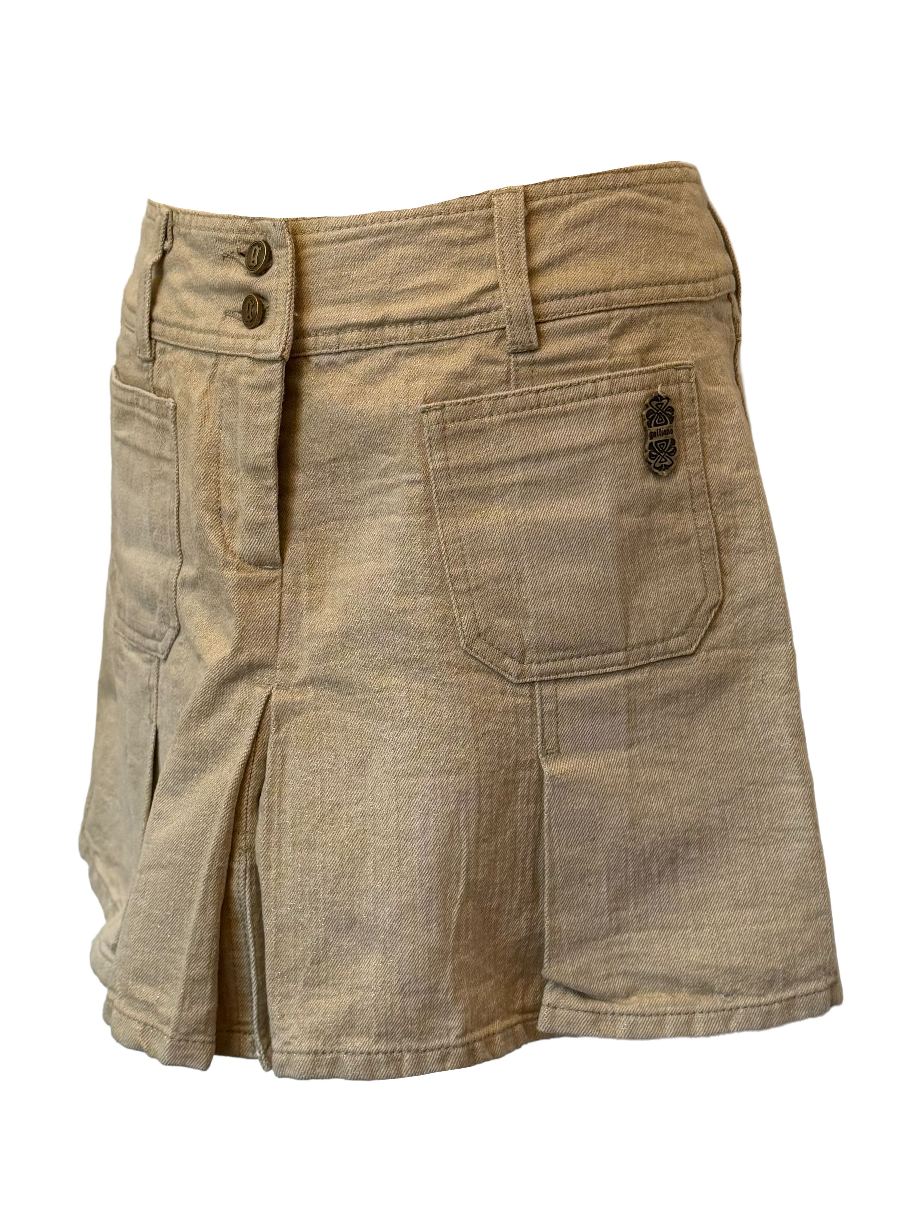 John Galliano Utility Pleated Mini Skirt