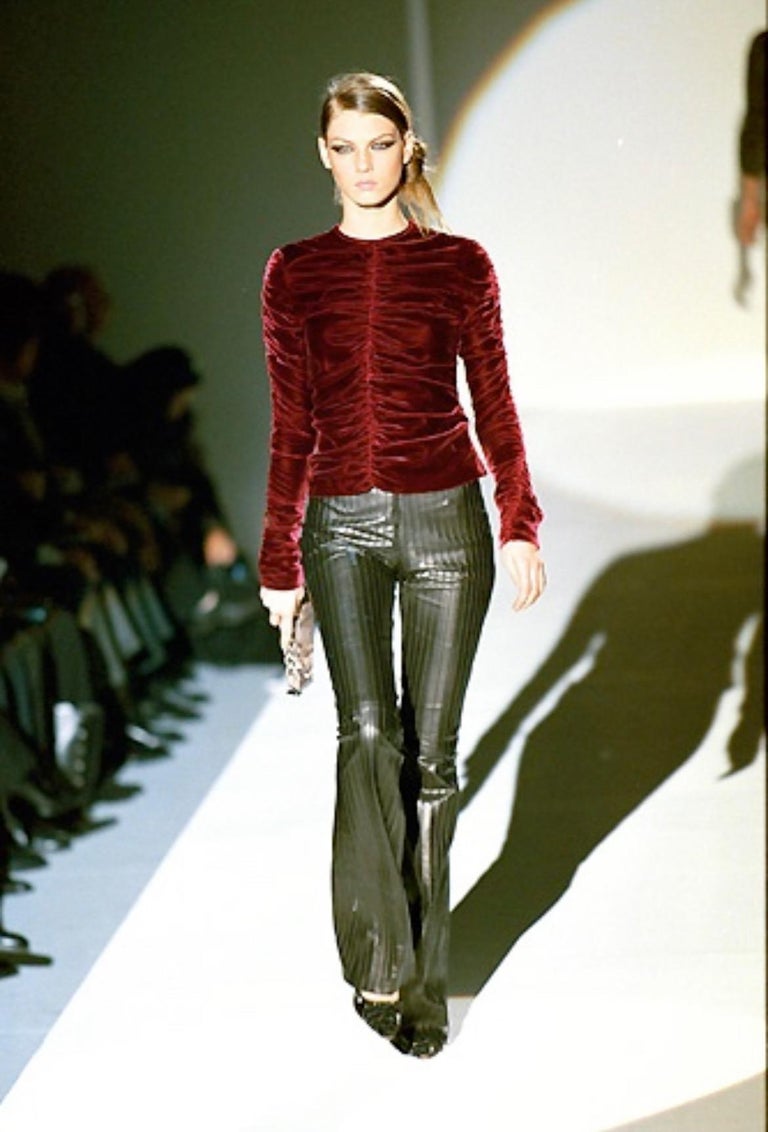 Gucci FW 1999 Pinstripe Leather Bootcut Trousers