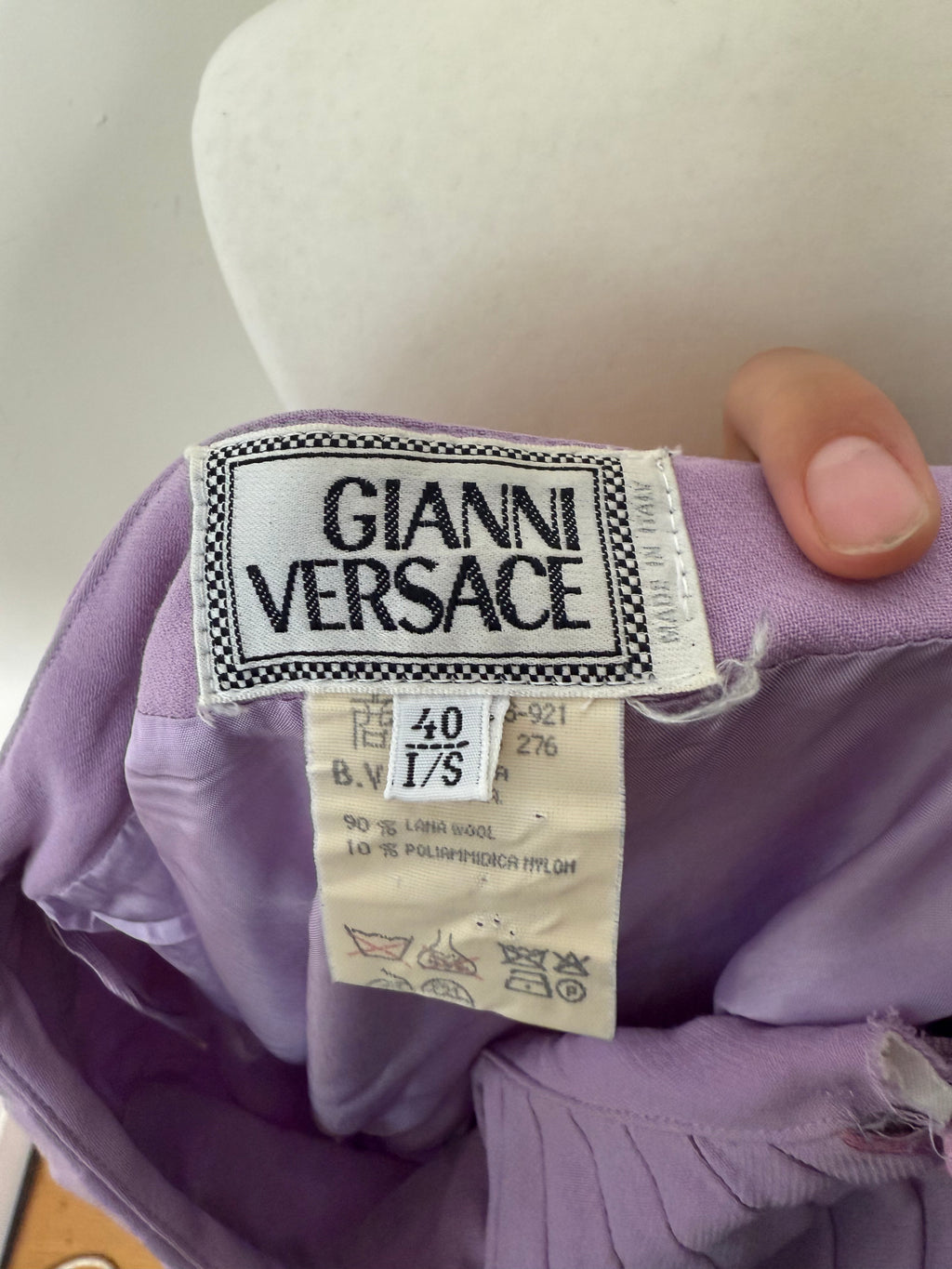 Gianni Versace Vintage Lilac Pleated A-Line Midi Skirt