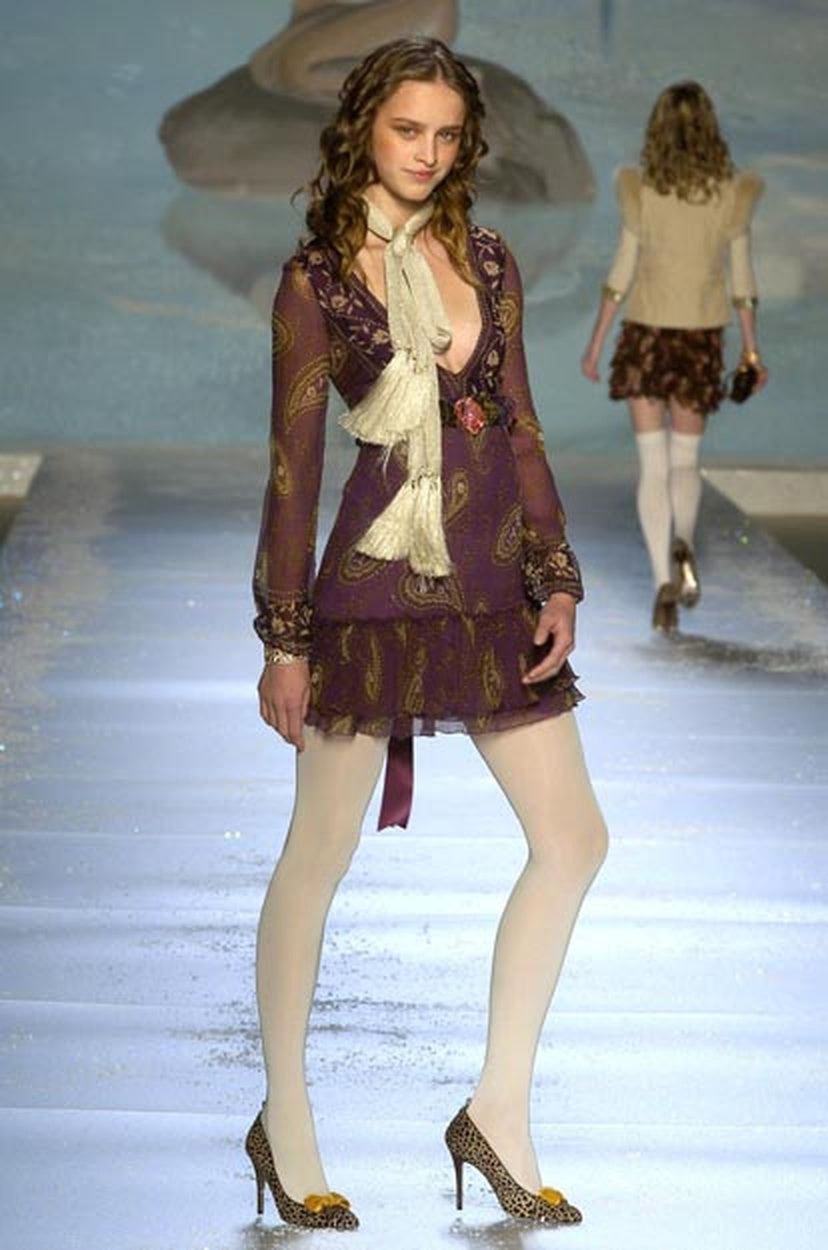 Blugirl FW2005 Purple Paisley Ruffle Mini Dress