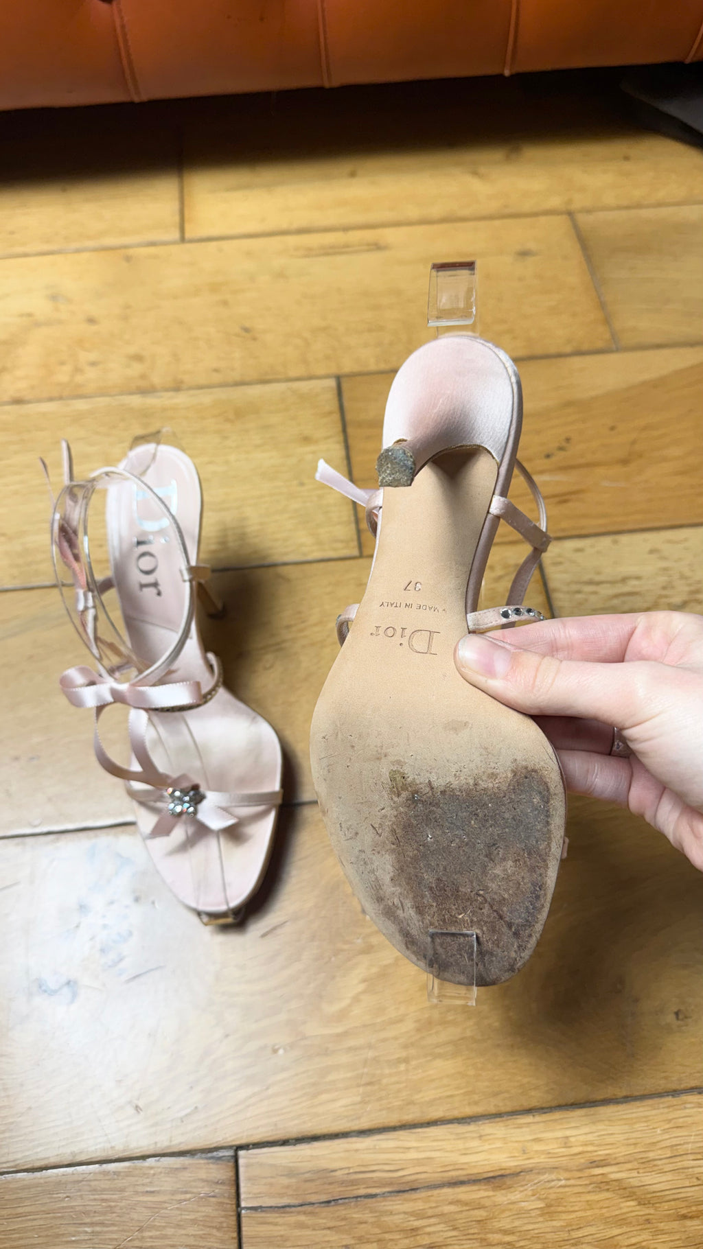 Christian Dior Pink Diamanté Strappy Sandals