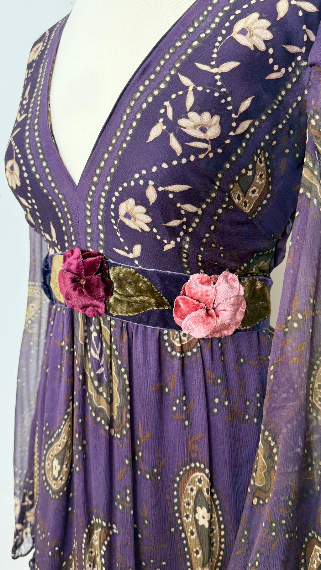 Blugirl FW2005 Purple Paisley Ruffle Mini Dress