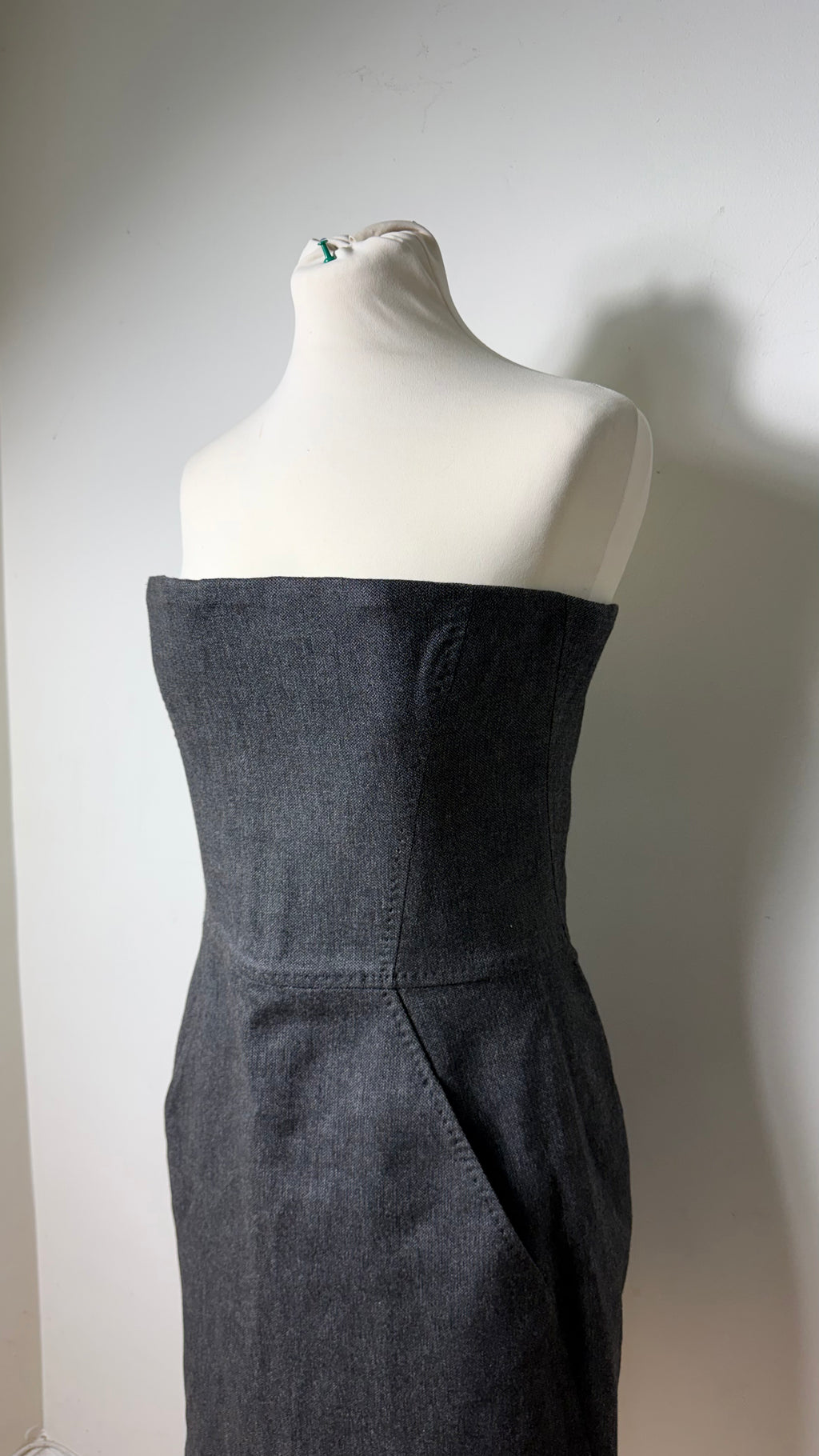 Dsqaured2 Grey Corset Strapless Denim Dress
