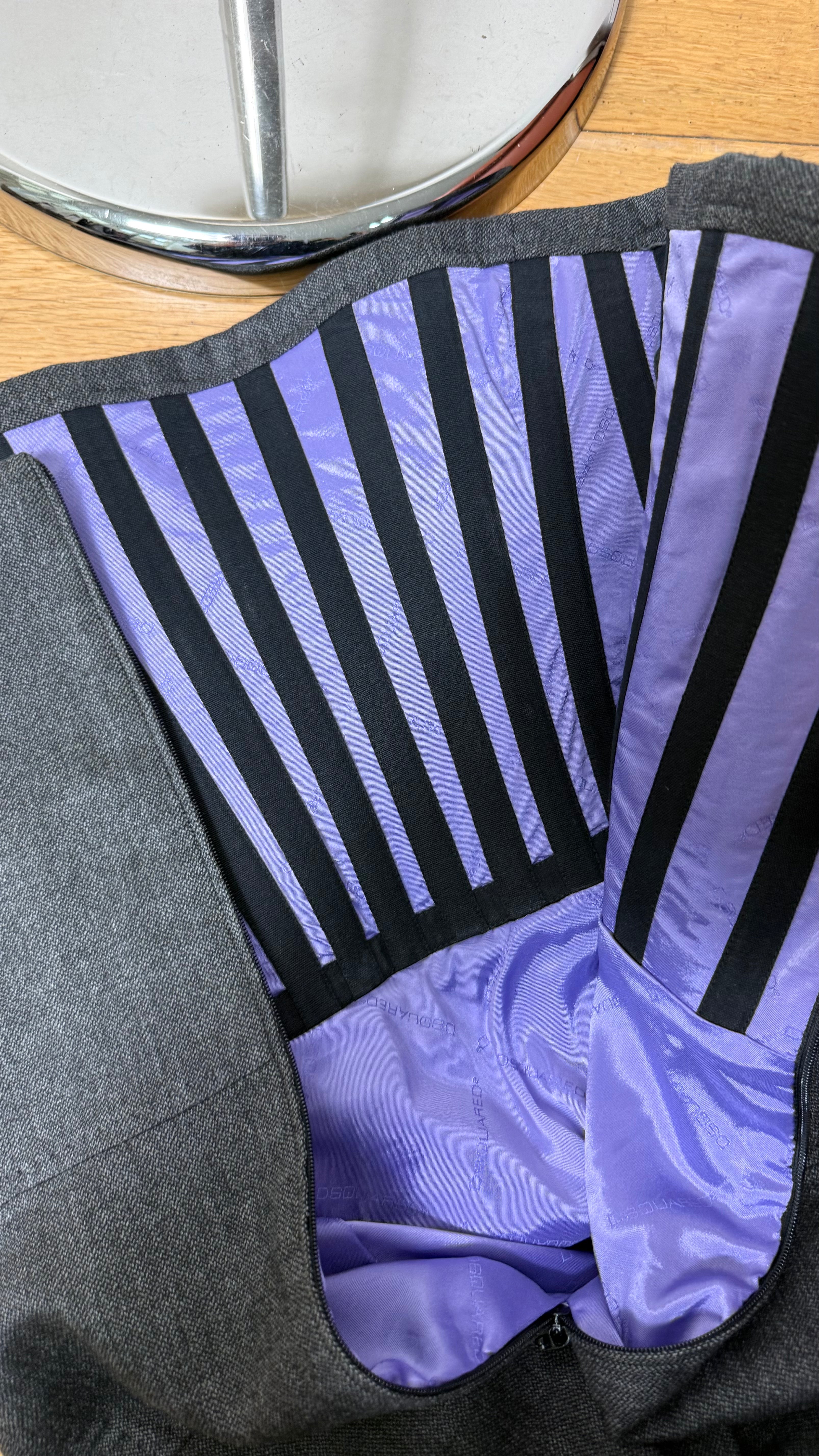 Dsqaured2 Grey Corset Strapless Denim Dress