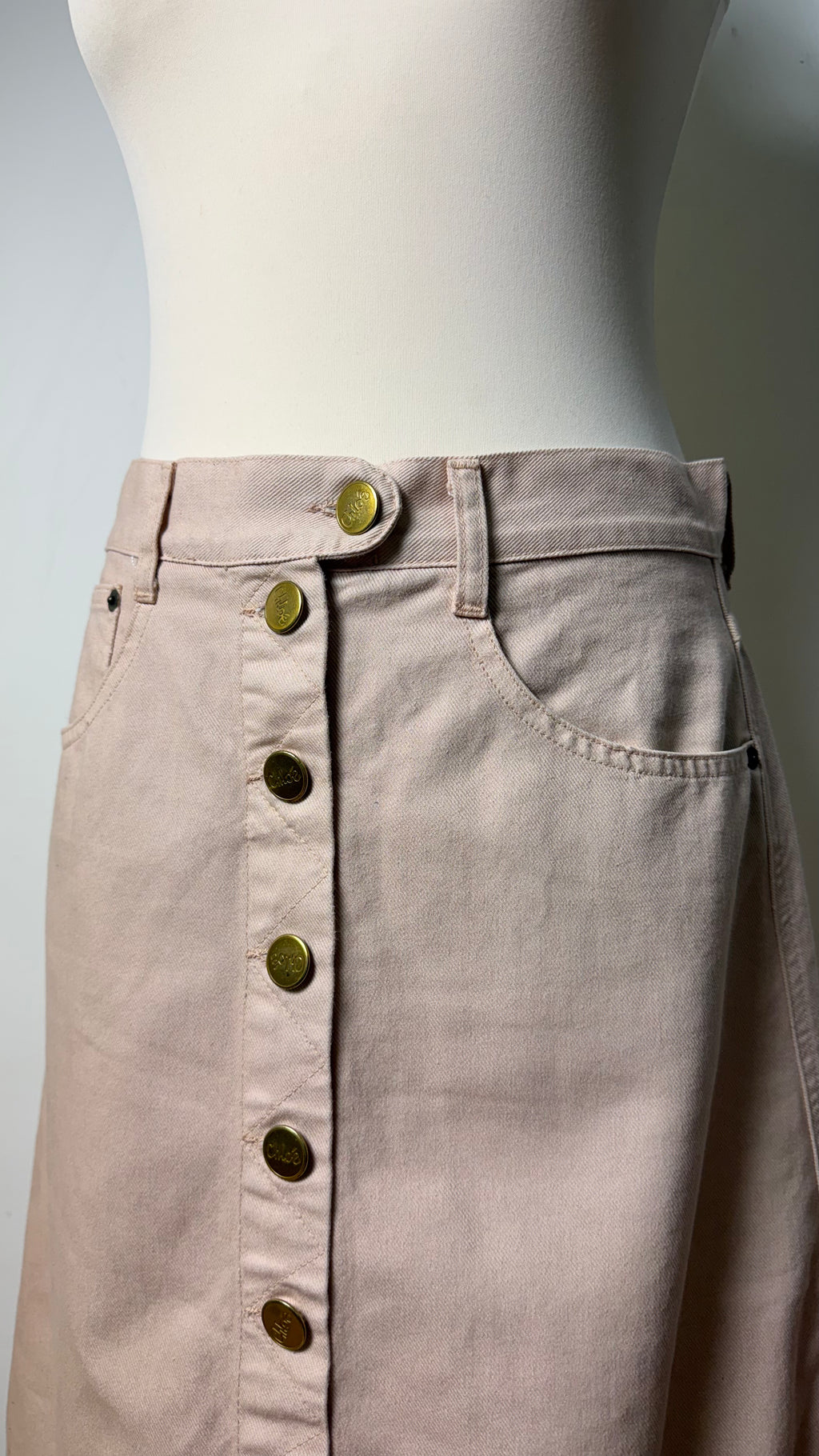 Chloé Spring 2005 Button Down Midi Skirt