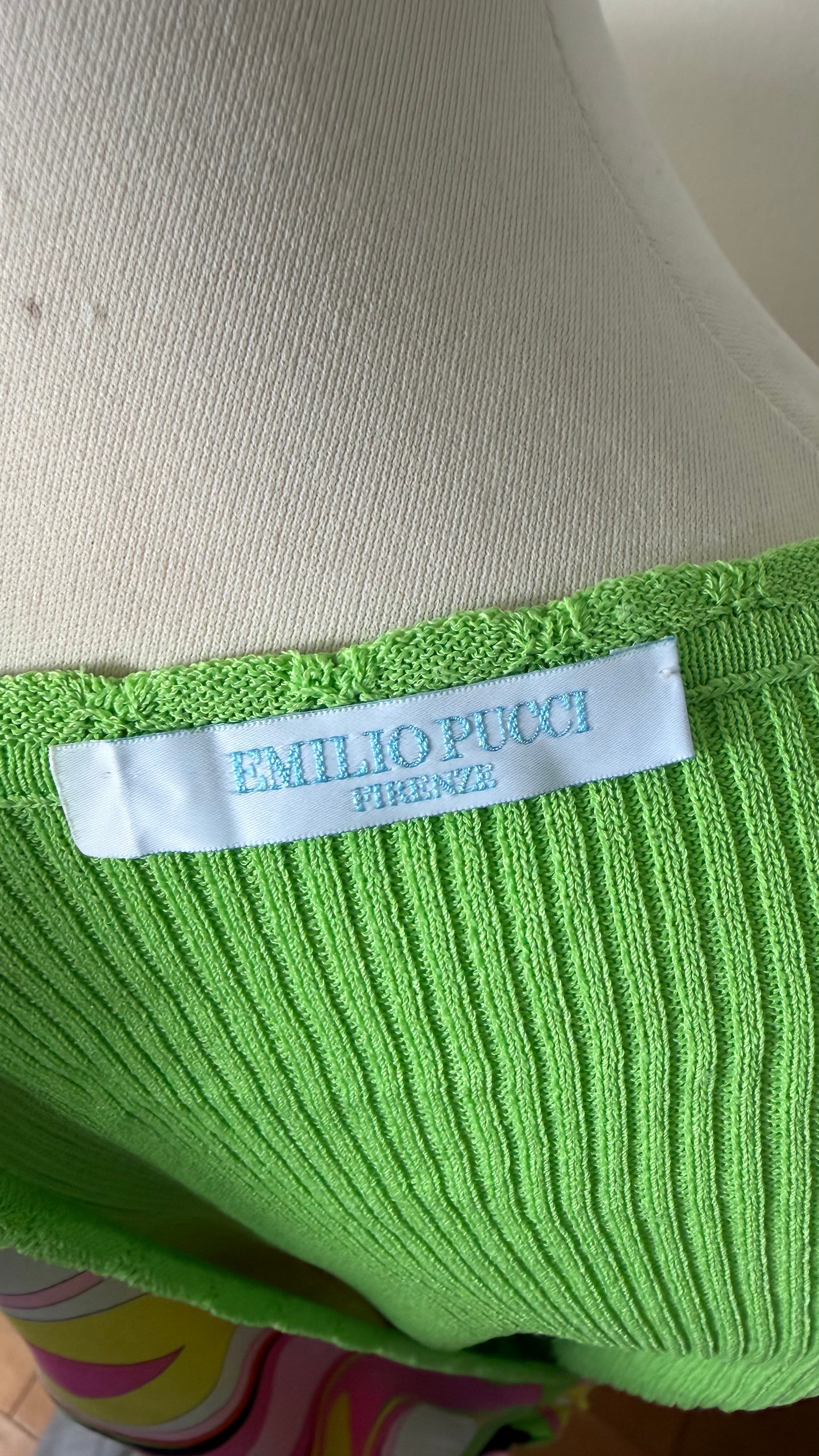 Emilio Pucci Green Geometric Print Top