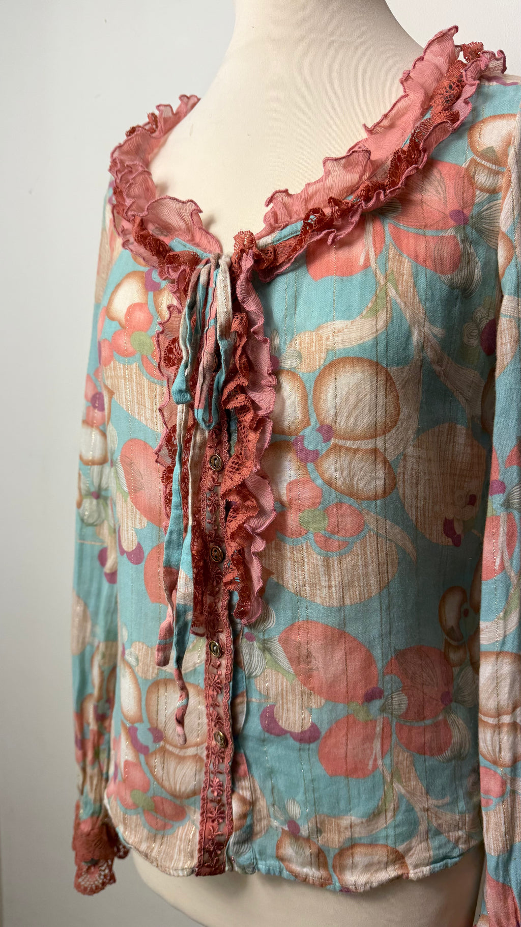 D&G Floral Long Sleeve Ruffle Blouse