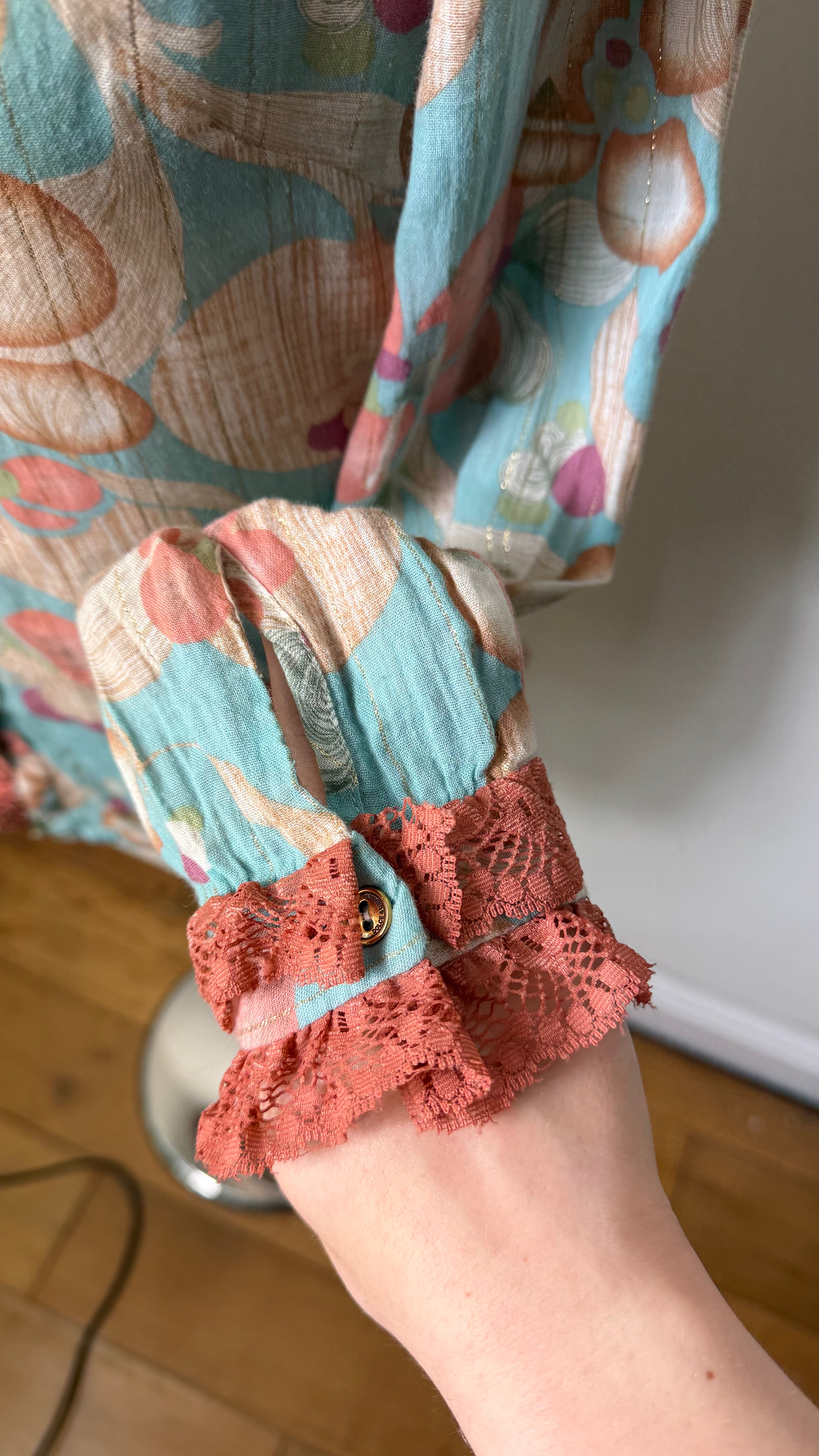 D&G Floral Long Sleeve Ruffle Blouse