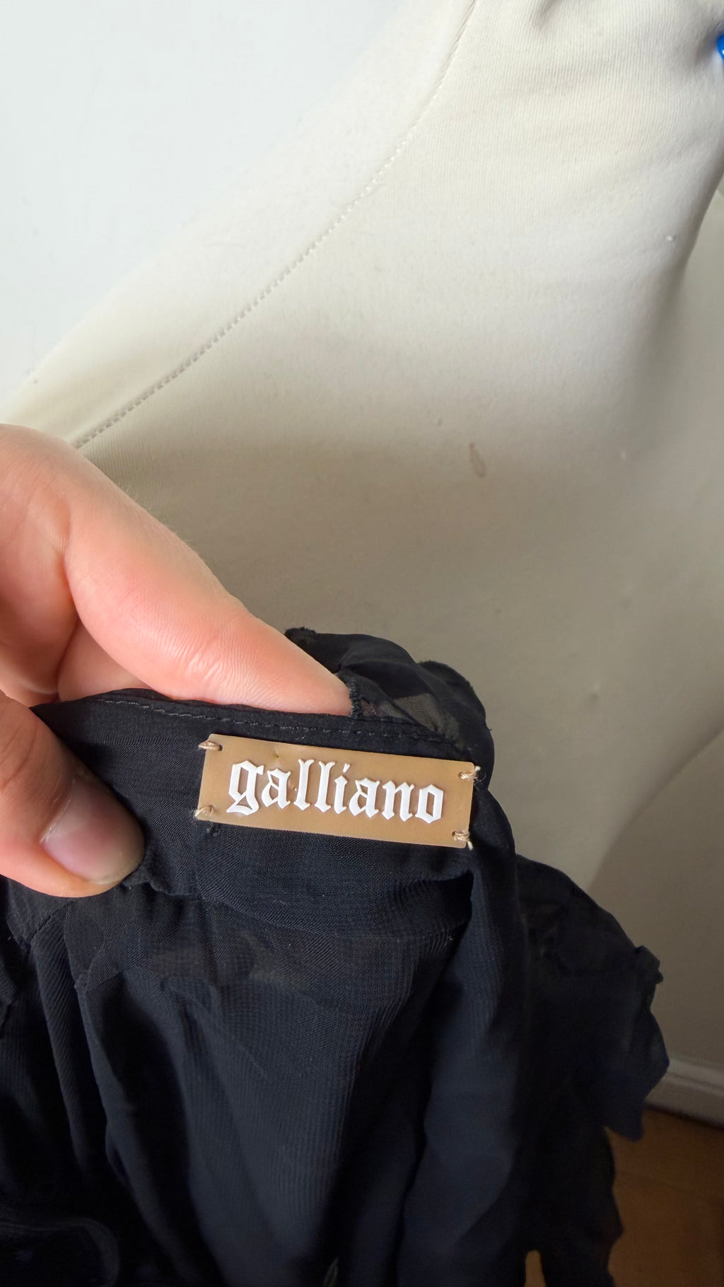 John Galliano Black Ruffle Asymmetric Mini Dress