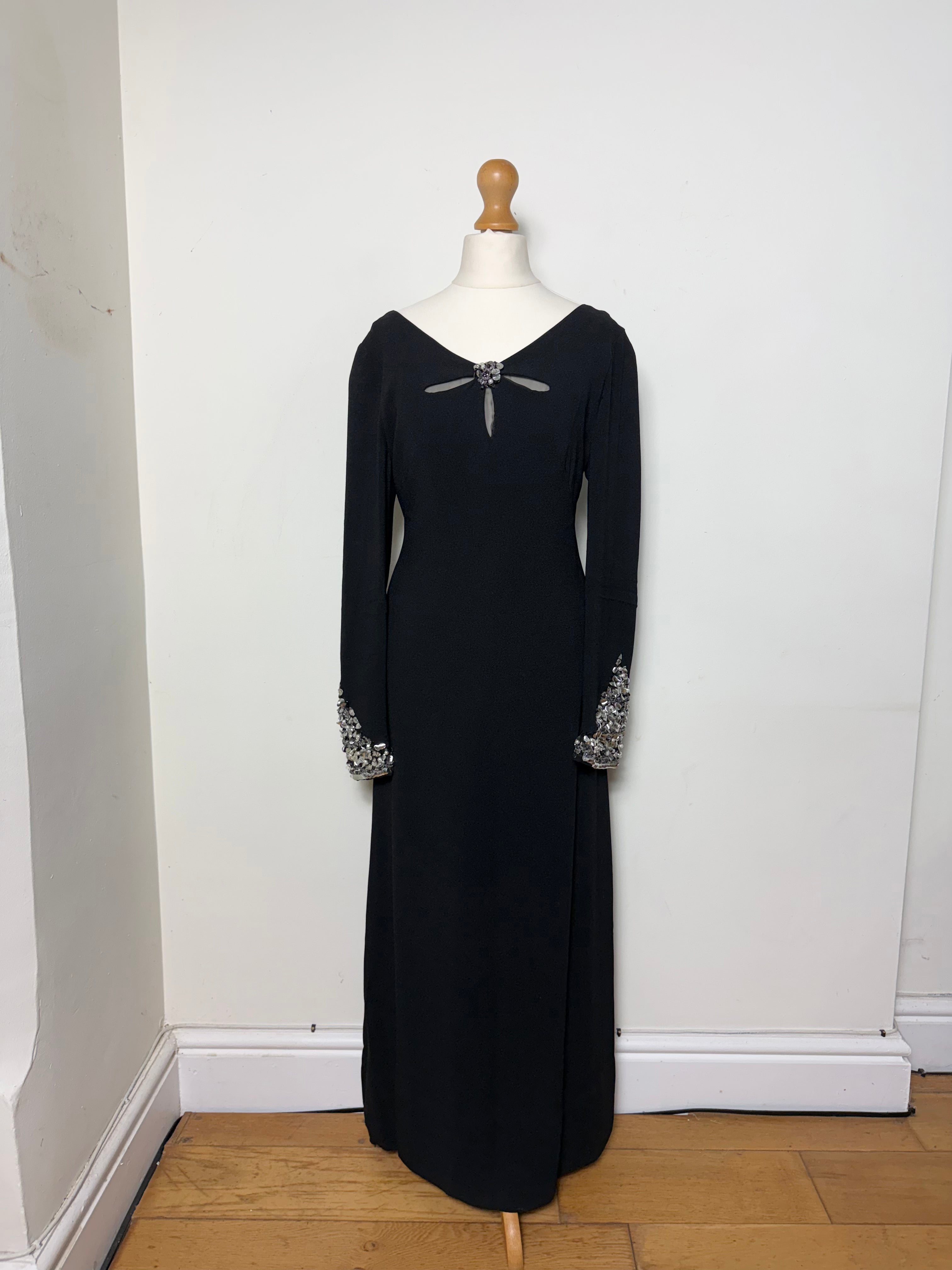 Laura Phillips Vintage 70s Black Maxi Evening Dress