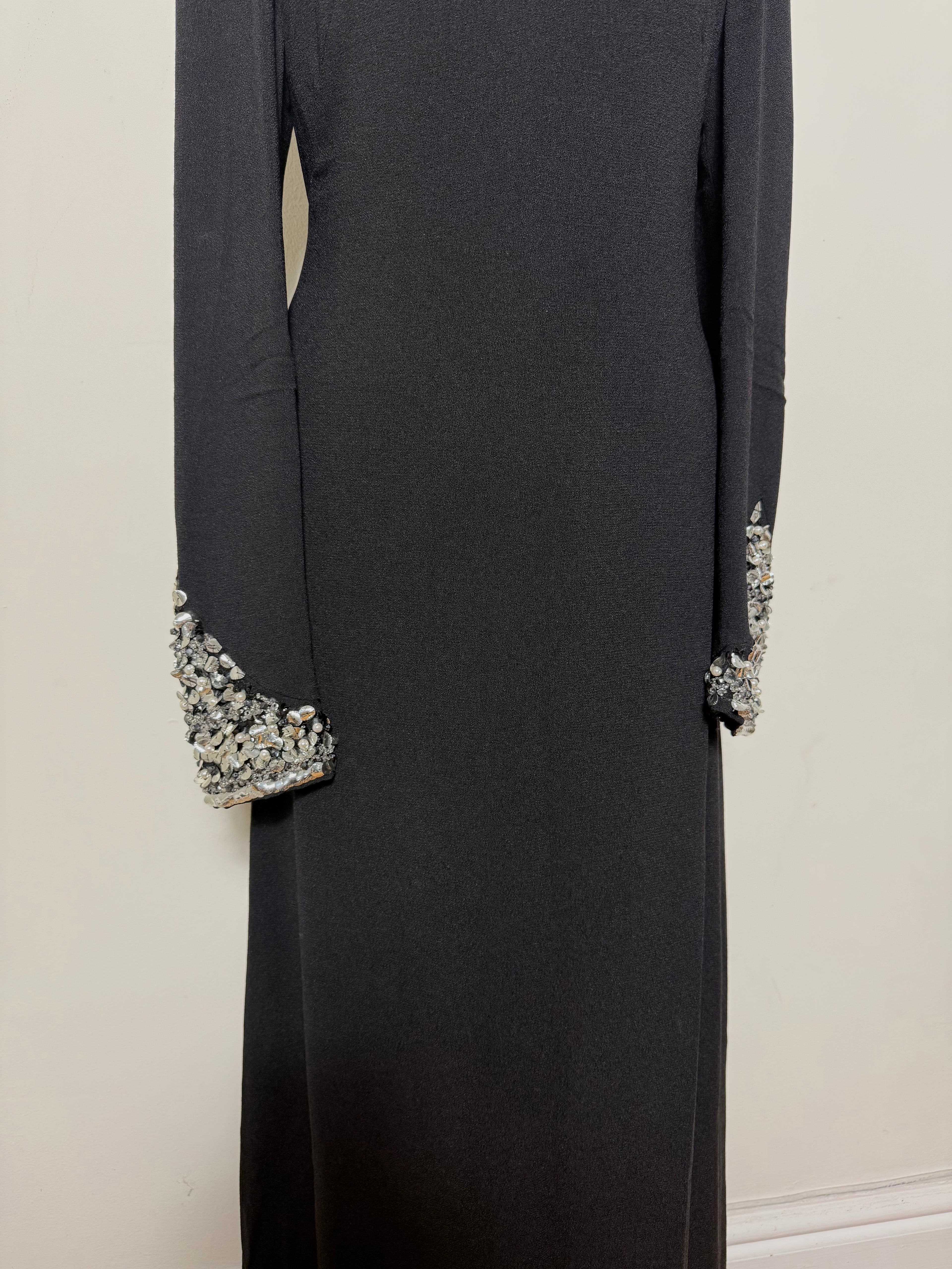Laura Phillips Vintage 70s Black Maxi Evening Dress