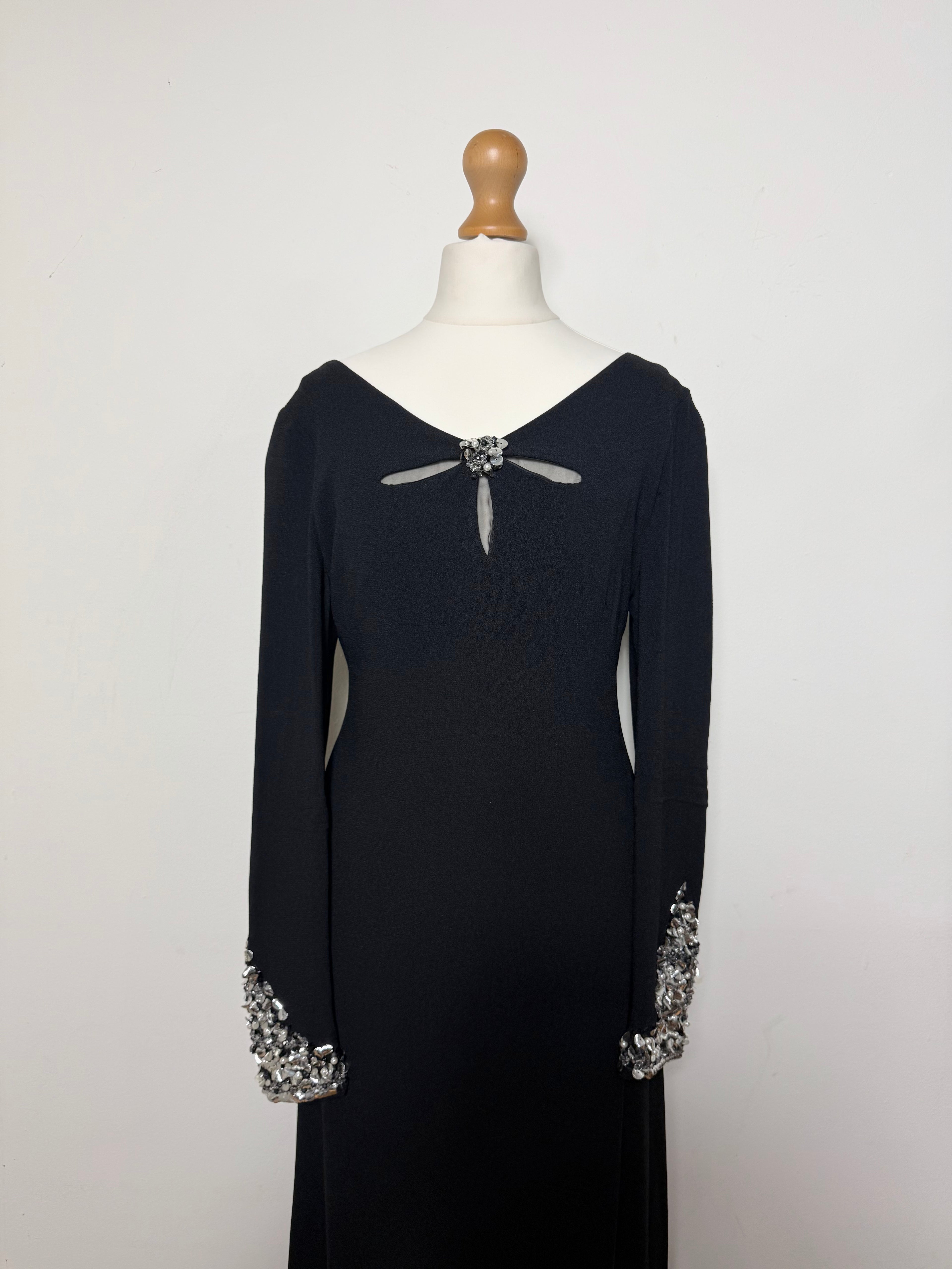 Laura Phillips Vintage 70s Black Maxi Evening Dress