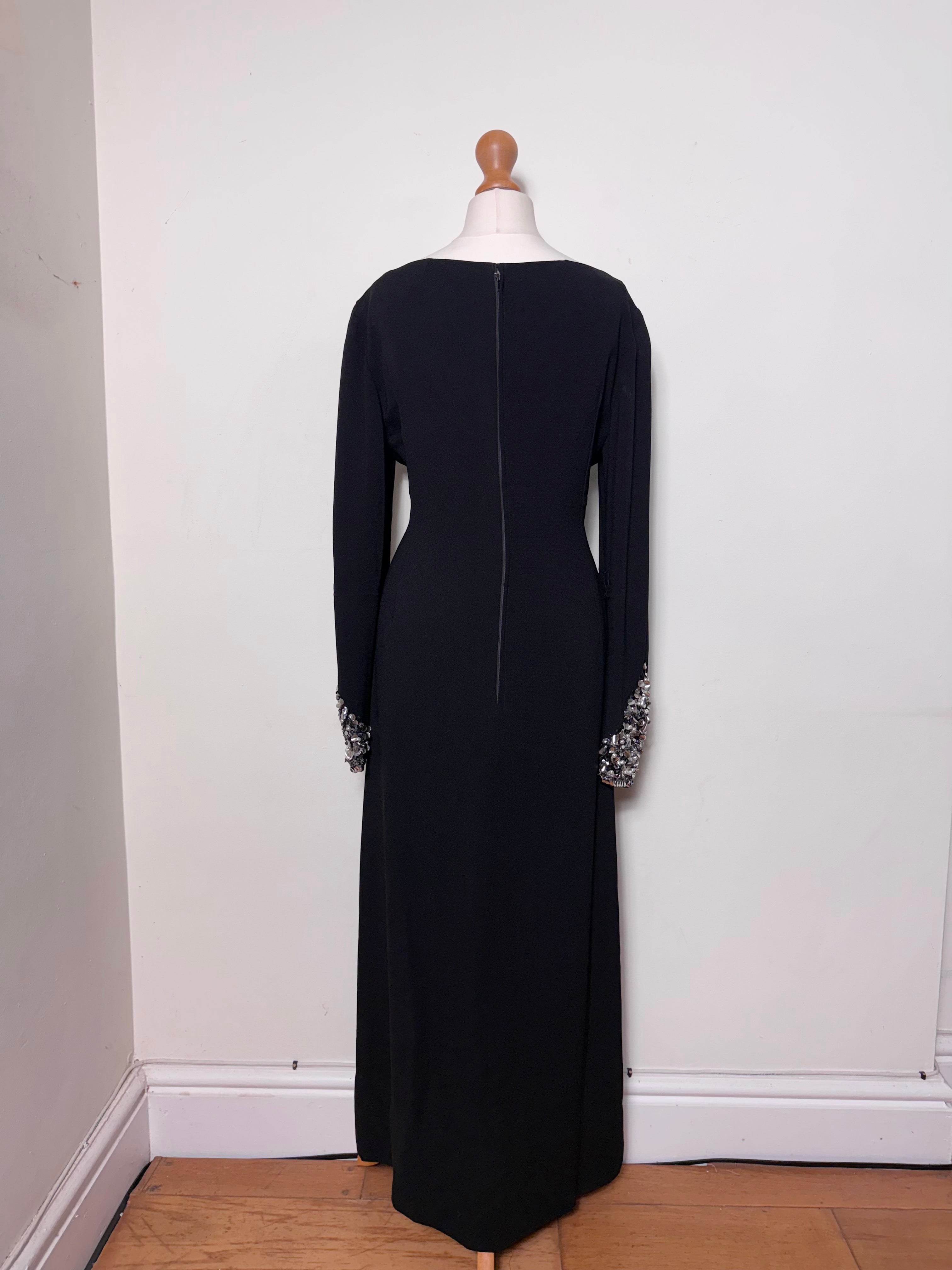 Laura Phillips Vintage 70s Black Maxi Evening Dress
