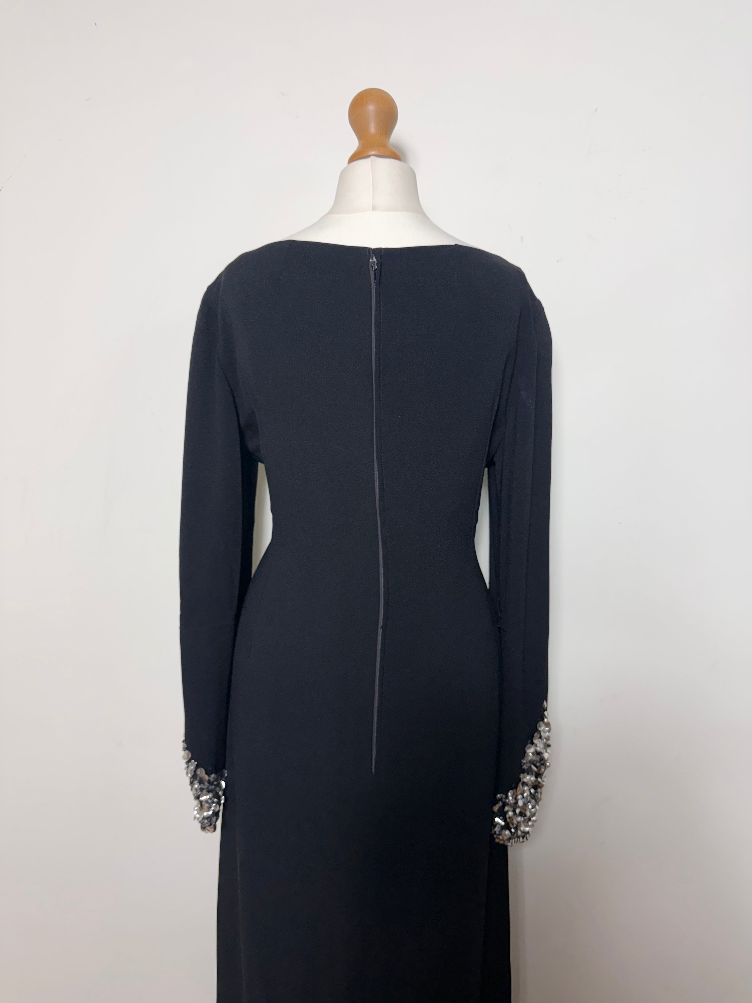 Laura Phillips Vintage 70s Black Maxi Evening Dress