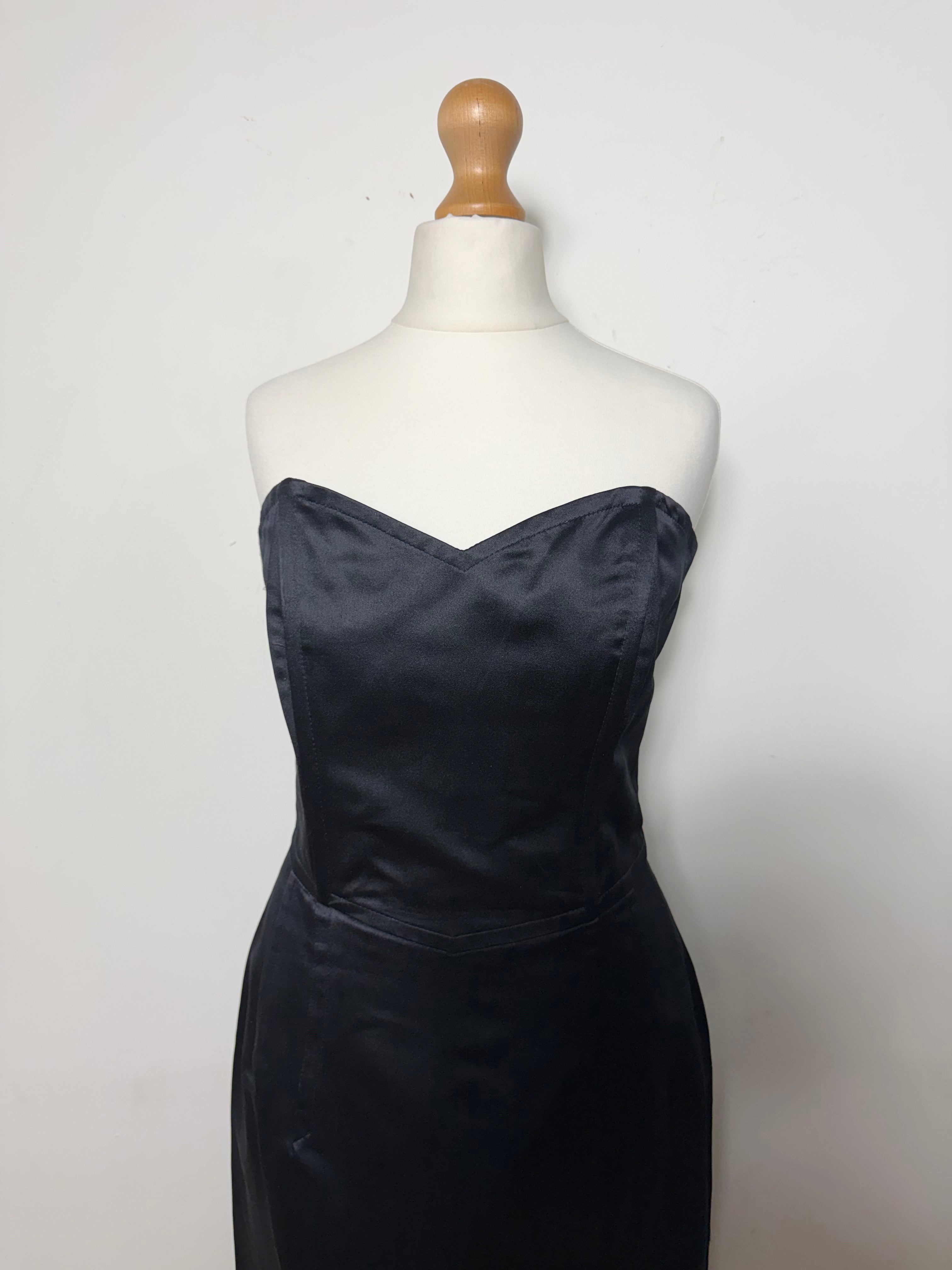 Jil Sander Vintage Silk Black Strapless Mini Dress