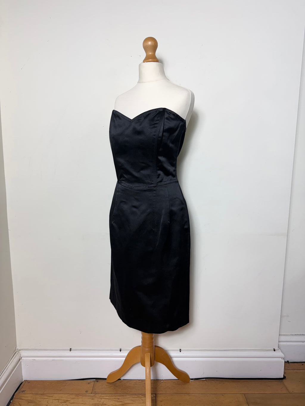 Jil Sander Vintage Silk Black Strapless Mini Dress