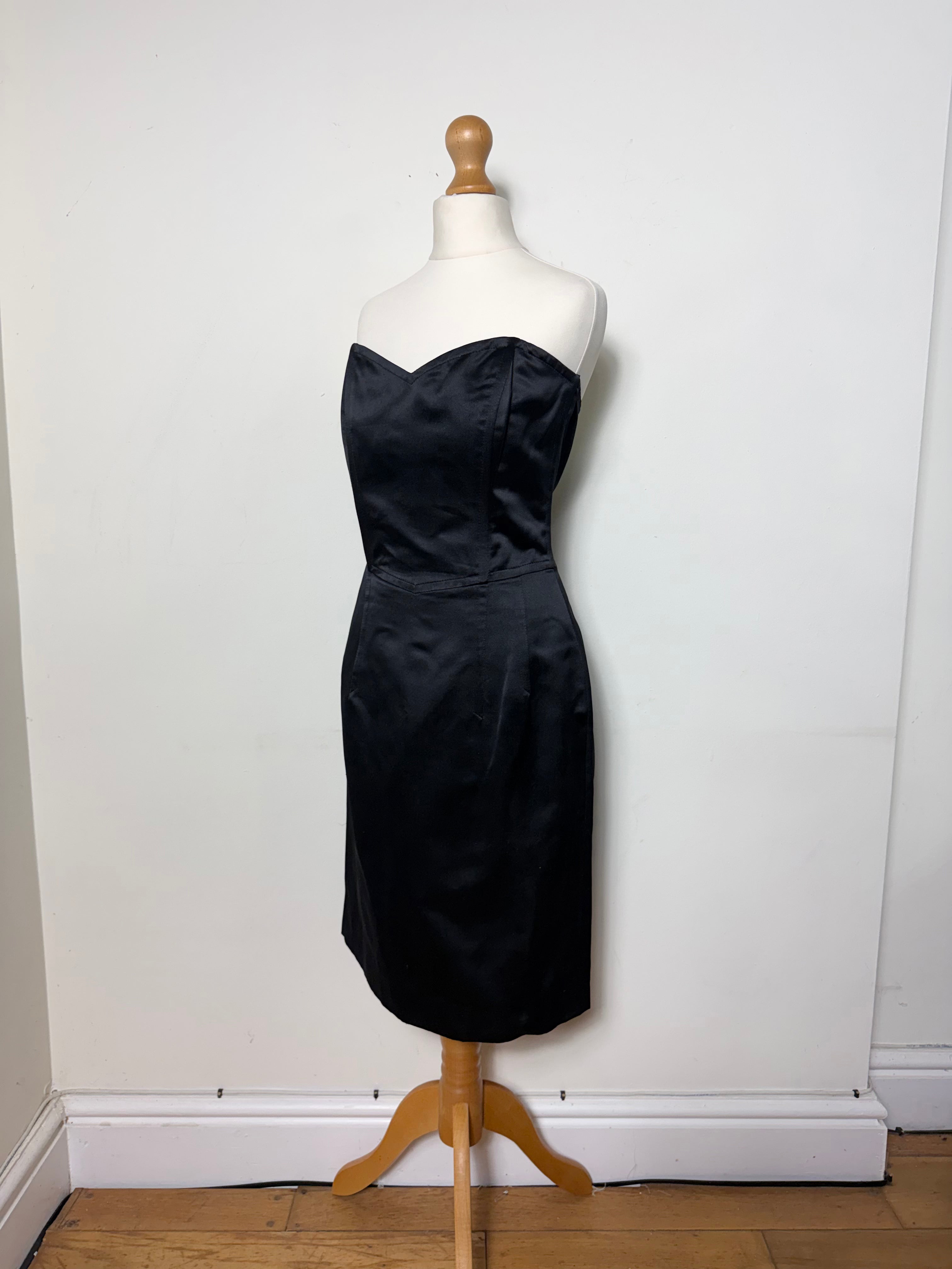 Jil Sander Vintage Silk Black Strapless Mini Dress