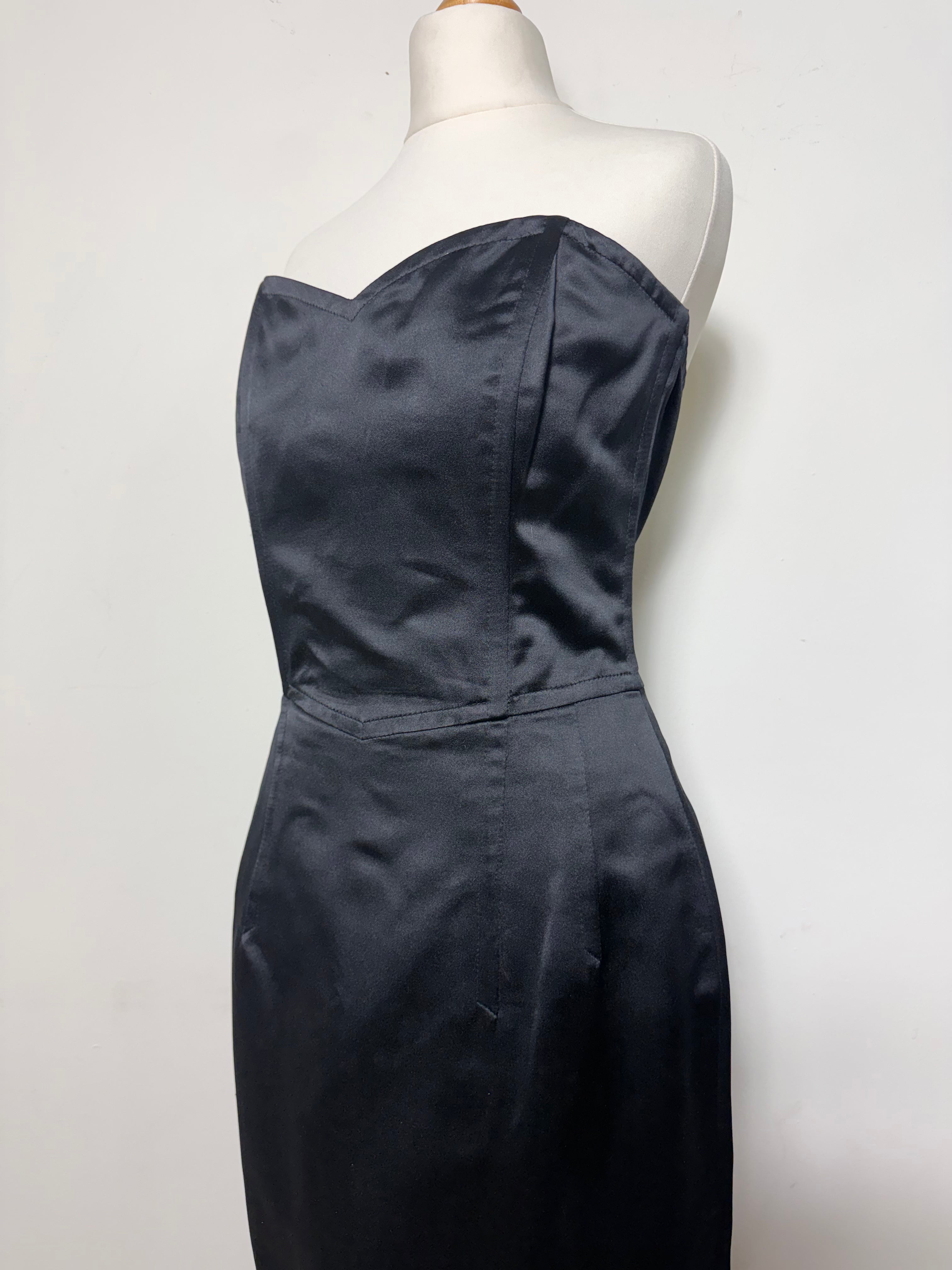 Jil Sander Vintage Silk Black Strapless Mini Dress