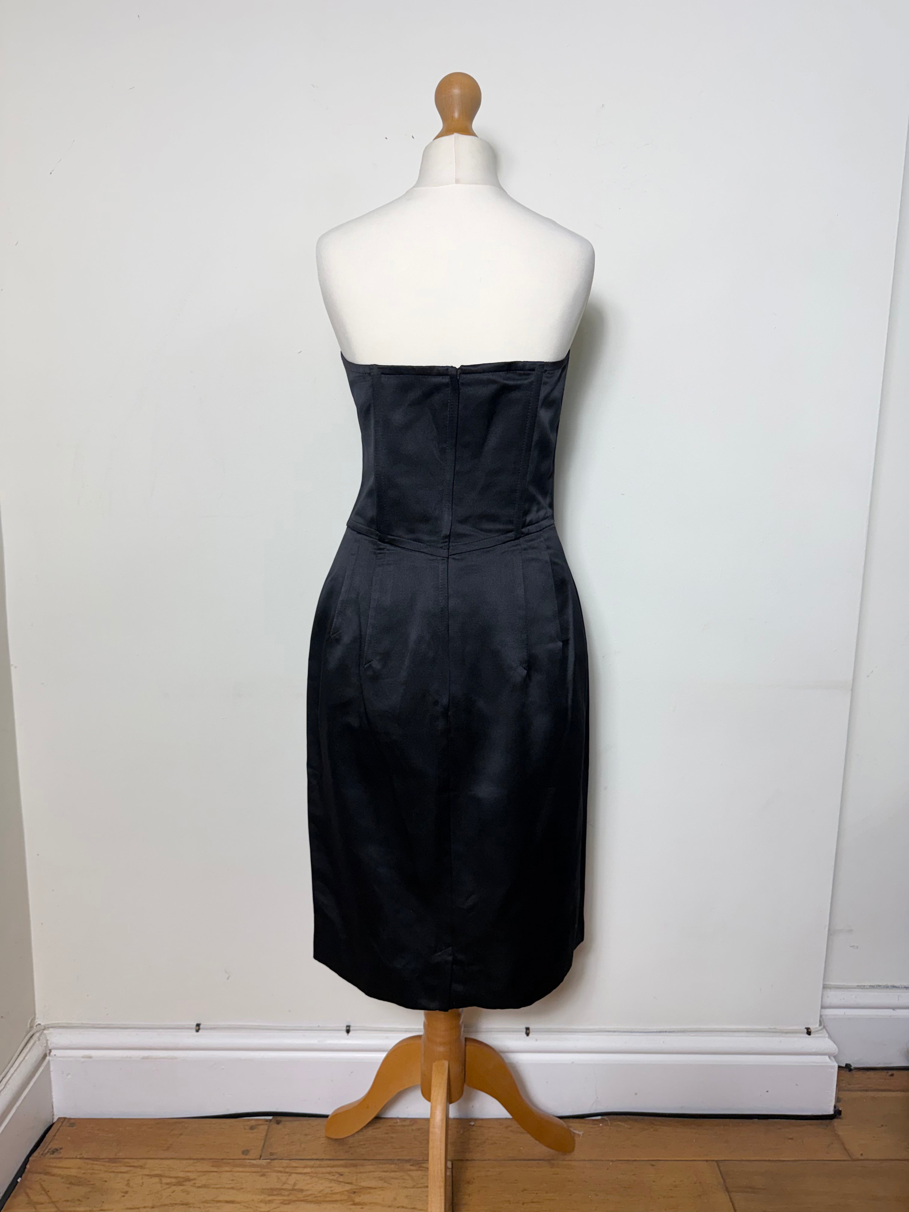 Jil Sander Vintage Silk Black Strapless Mini Dress