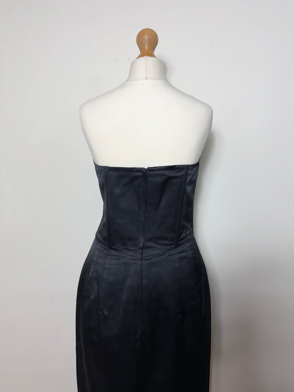 Jil Sander Vintage Silk Black Strapless Mini Dress