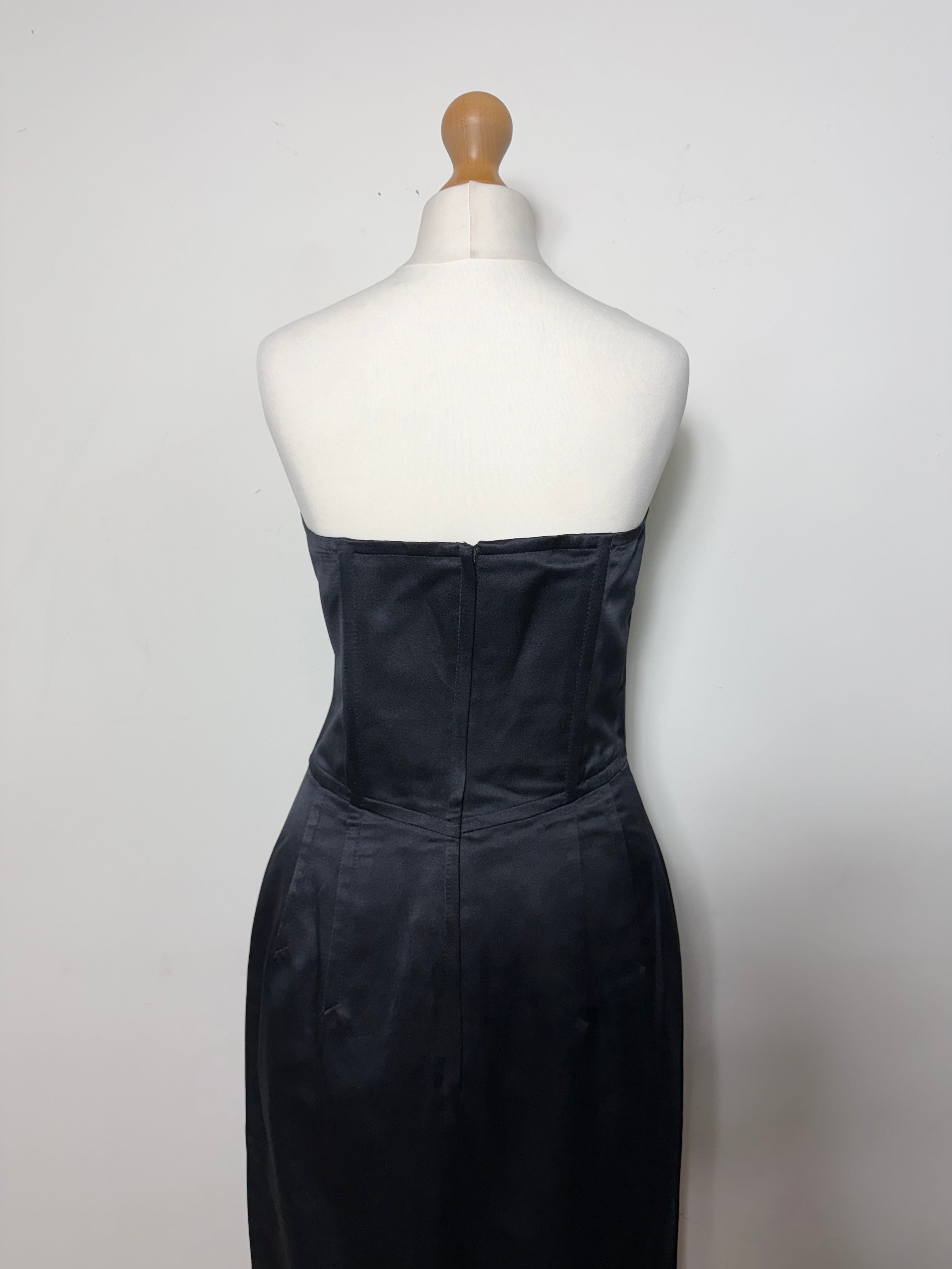 Jil Sander Vintage Silk Black Strapless Mini Dress