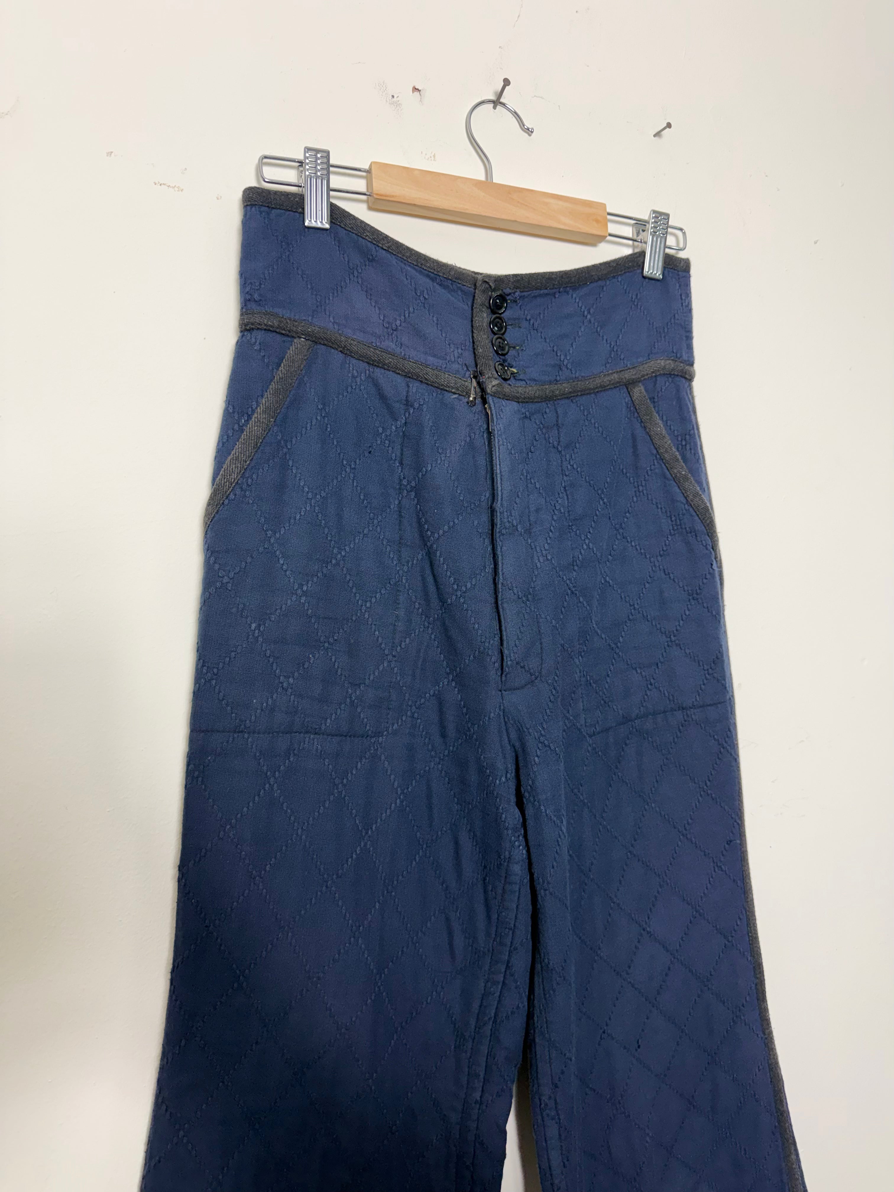 Issey Miyake Vintage Cotton Quilted Wide Leg Trousers