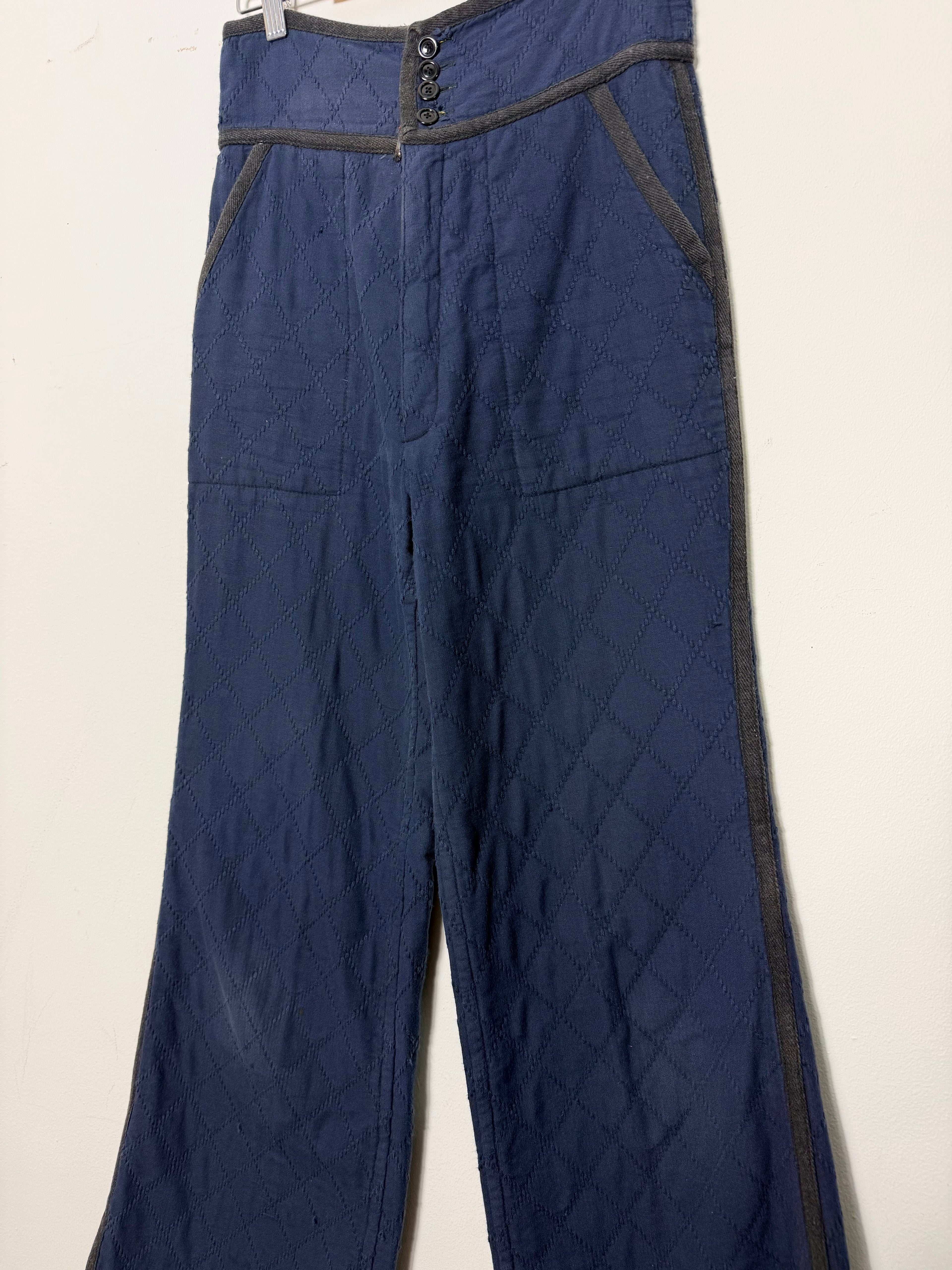 Issey Miyake Vintage Cotton Quilted Wide Leg Trousers