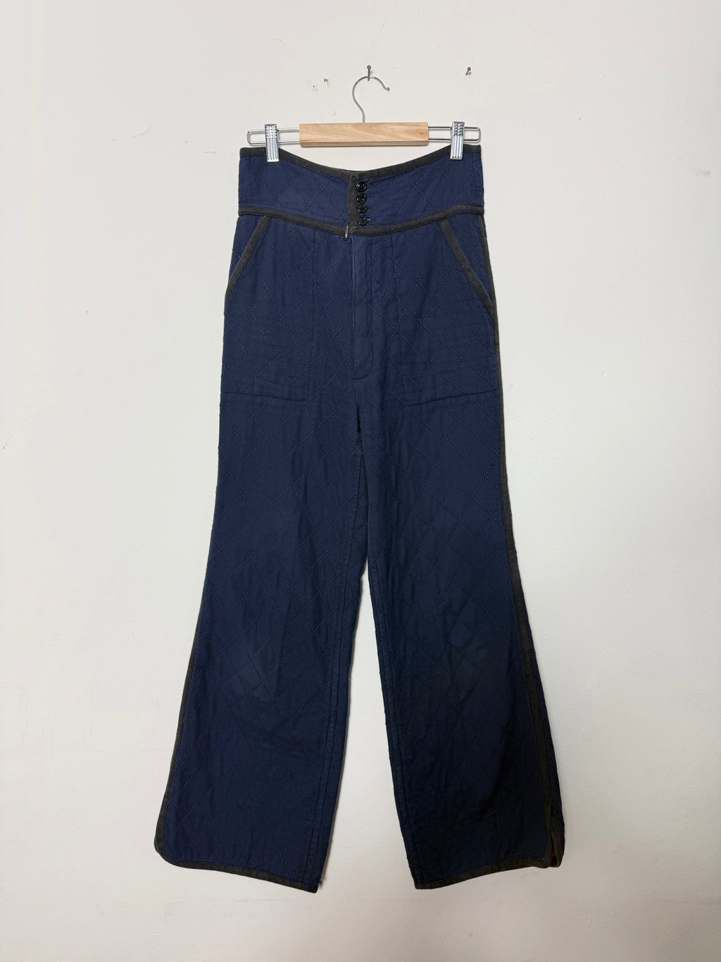 Issey Miyake Vintage Cotton Quilted Wide Leg Trousers