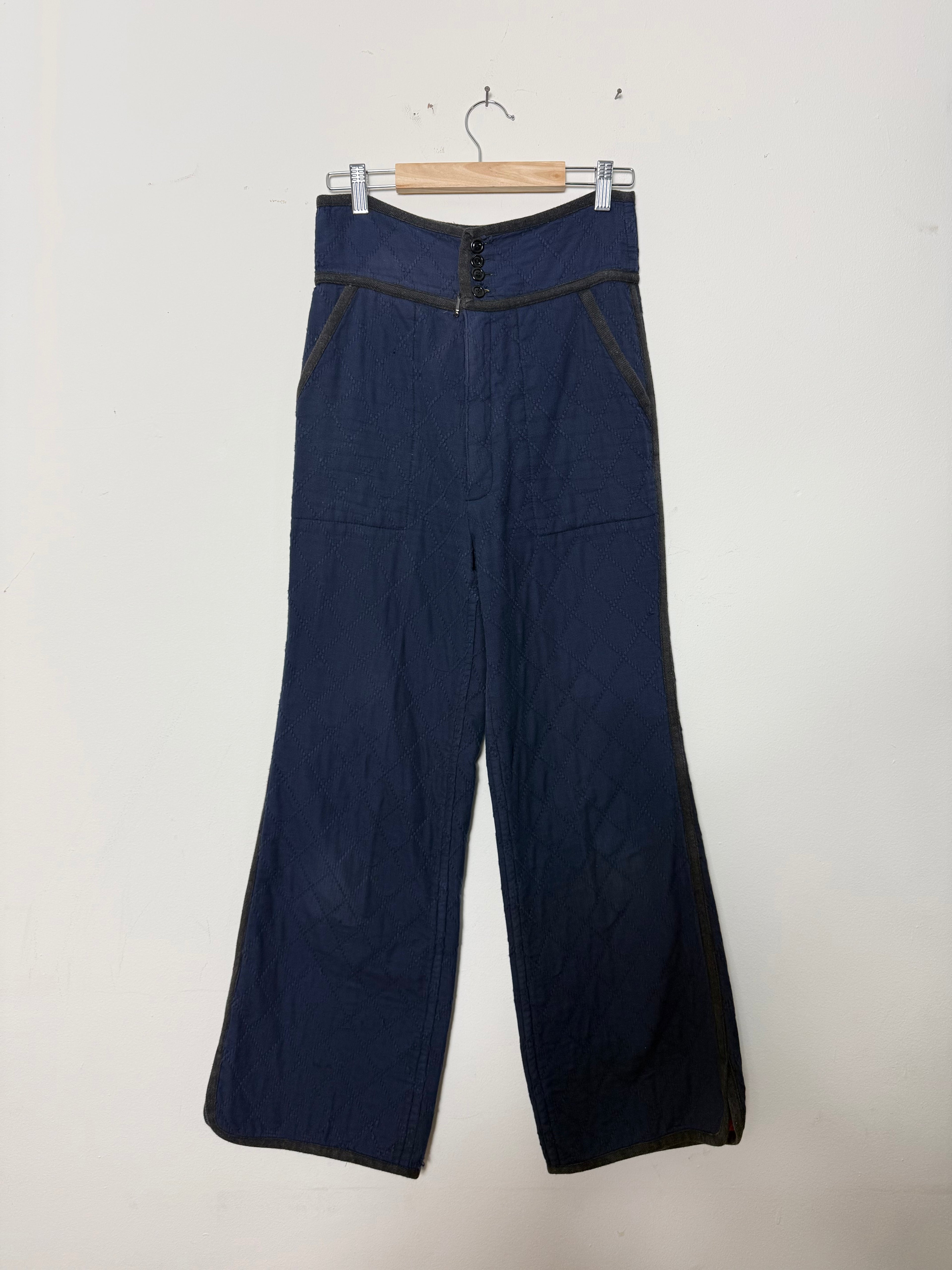 Issey Miyake Vintage Cotton Quilted Wide Leg Trousers