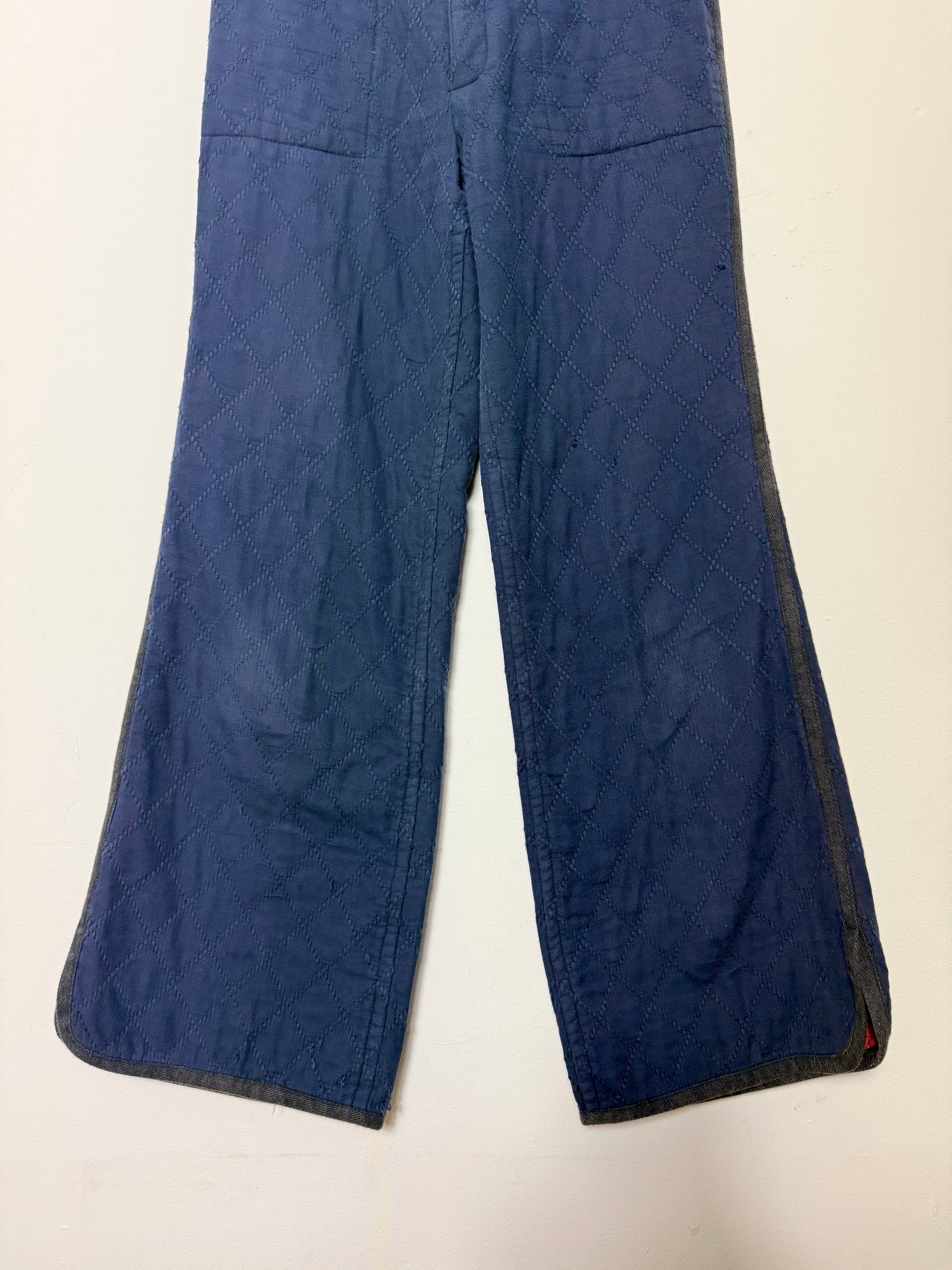 Issey Miyake Vintage Cotton Quilted Wide Leg Trousers