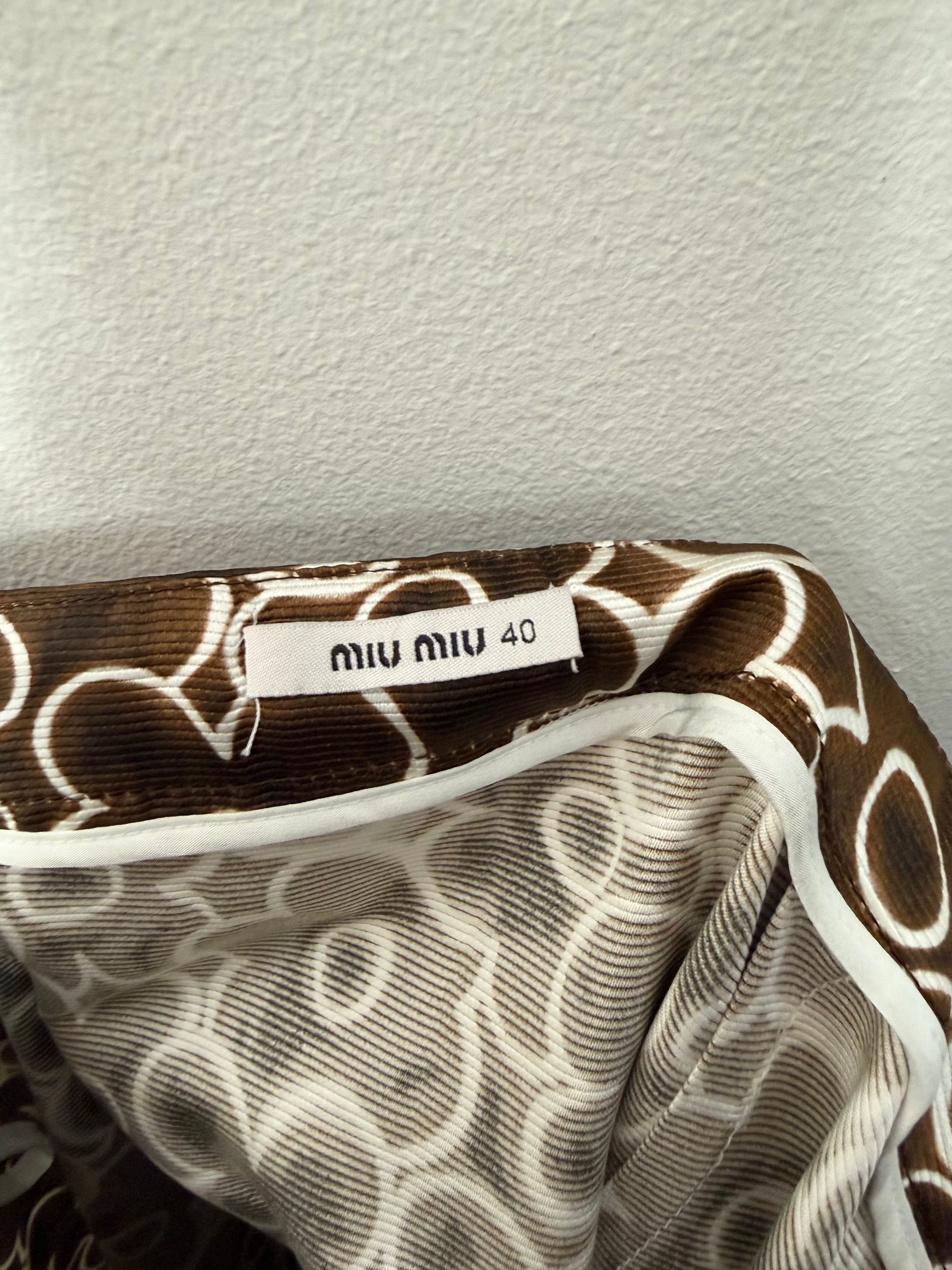 Miu Miu Vintage Brown Floral Maxi Side Split Maxi Skirt