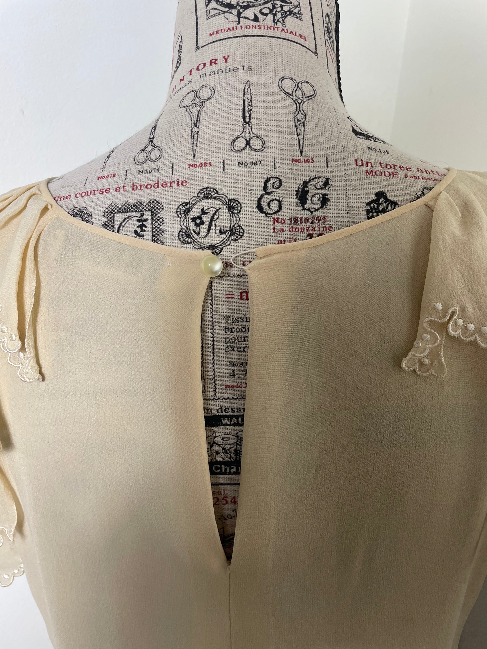 Chloé Spring 1981 Custard Silk Ruffle Dress by Karl Lagerfeld