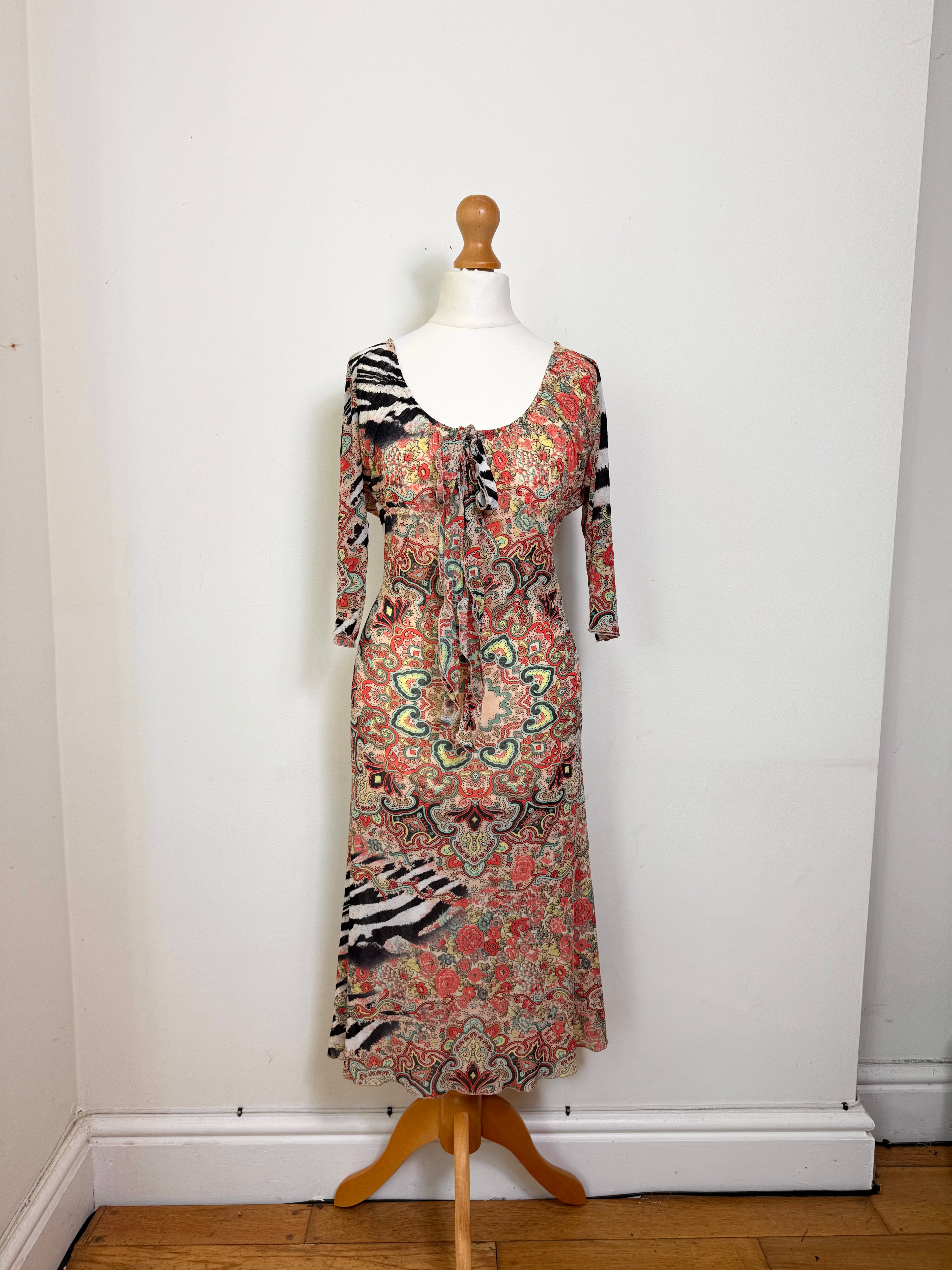 Roberto Cavalli Class Paisley Multicolour Midi Dress