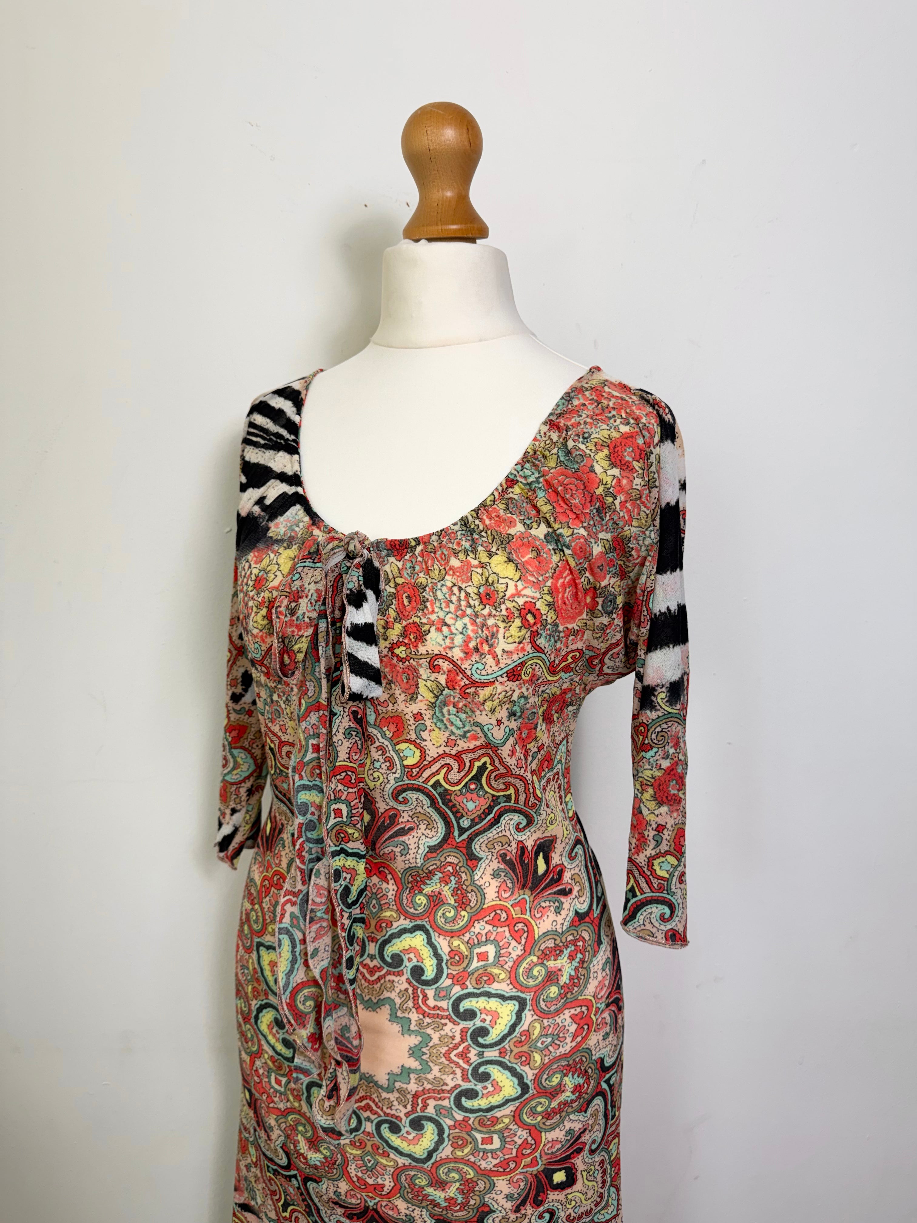 Roberto Cavalli Class Paisley Multicolour Midi Dress