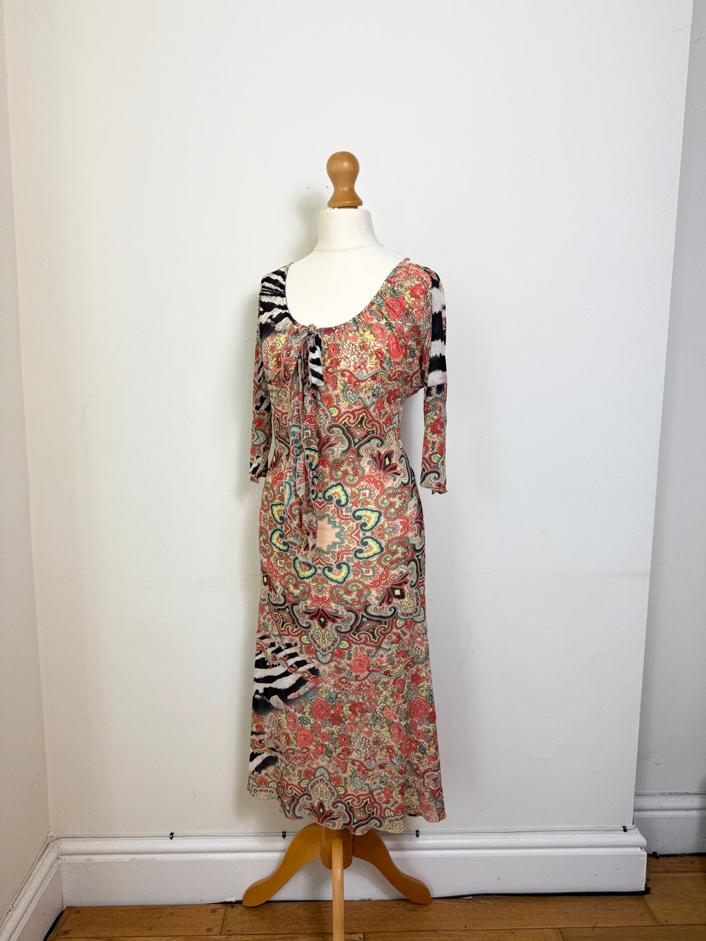 Roberto Cavalli Class Paisley Multicolour Midi Dress