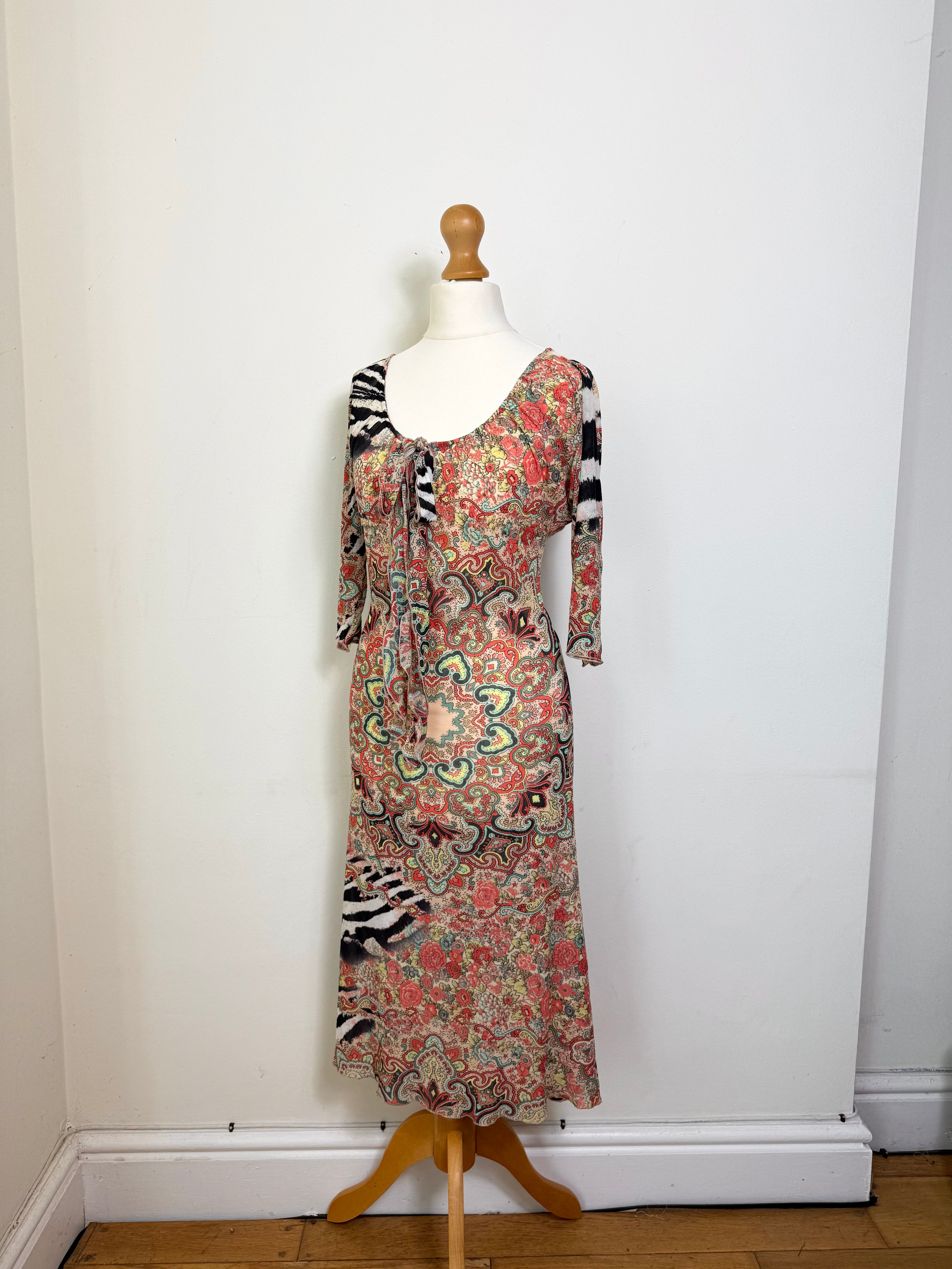 Roberto Cavalli Class Paisley Multicolour Midi Dress